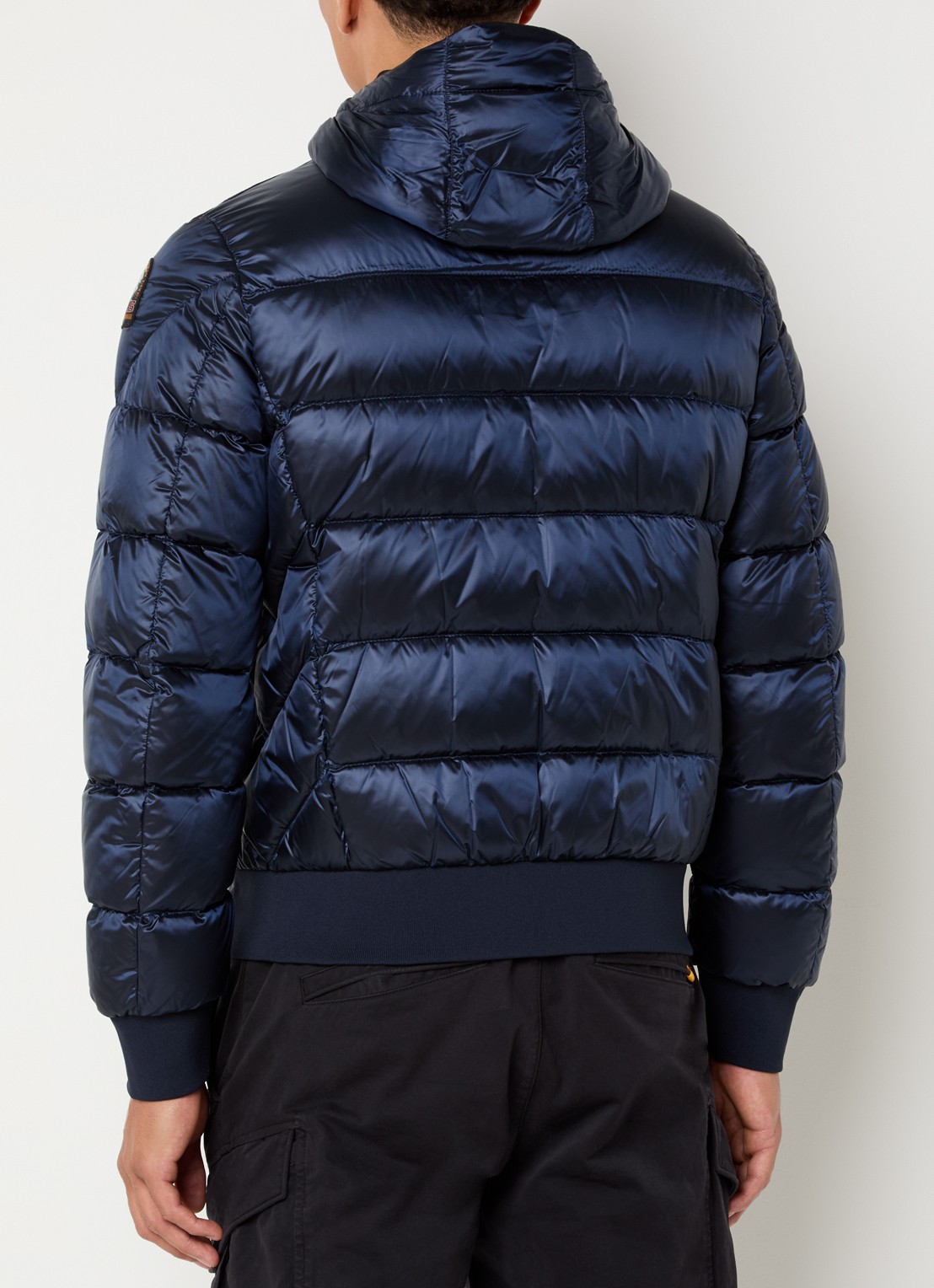 Parajumpers Pharrell puffer jack met capuchon en logo - achterkant donkerblauw