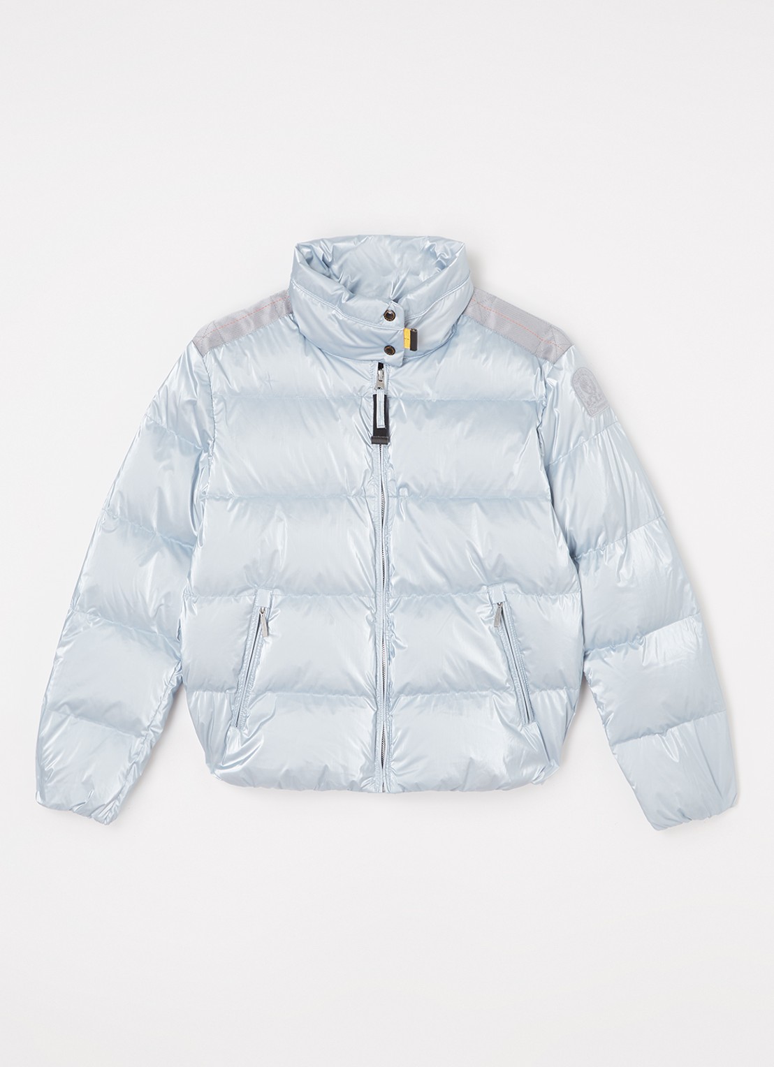 Parajumpers Pia puffer jas met donsvulling met ritszakken  - voorkant 2 lichtblauw
