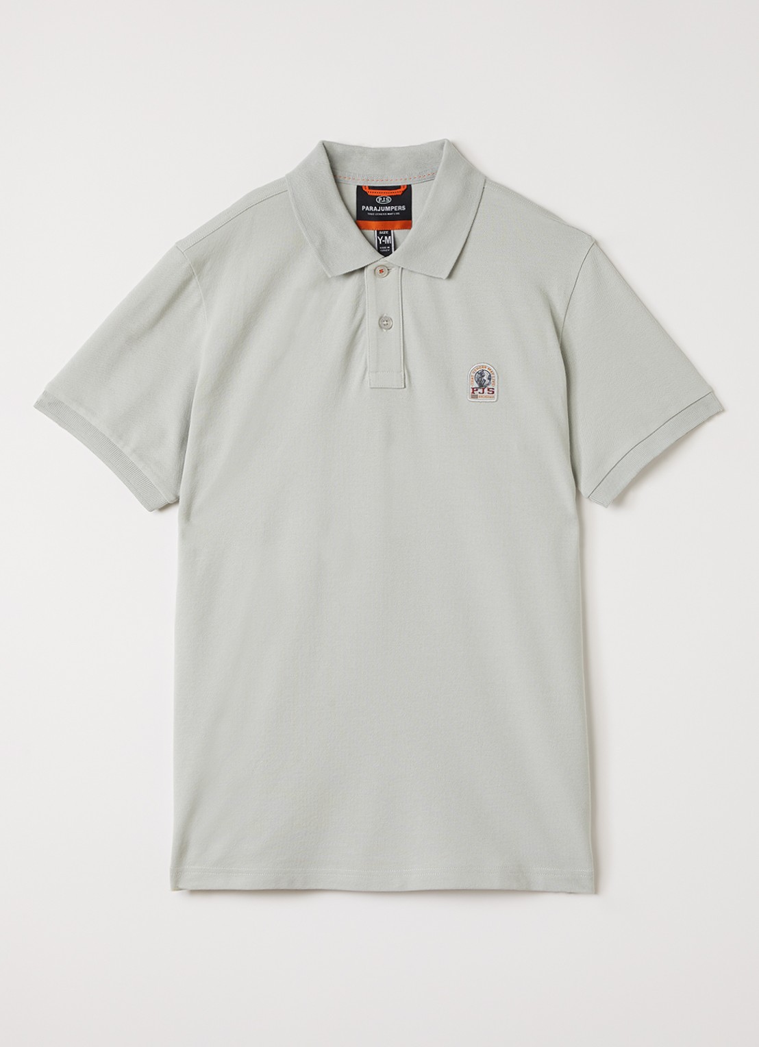 Parajumpers Polo van piqué katoen met logo - voorkant grijs