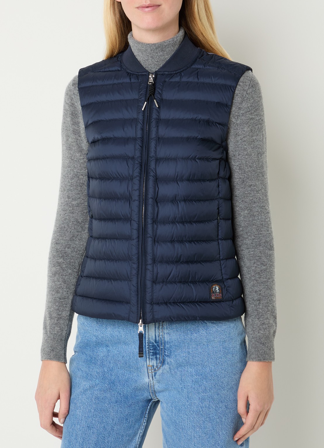 Parajumpers Rosanna bodywarmer met donsvulling en ritszakken  - detail donkerblauw