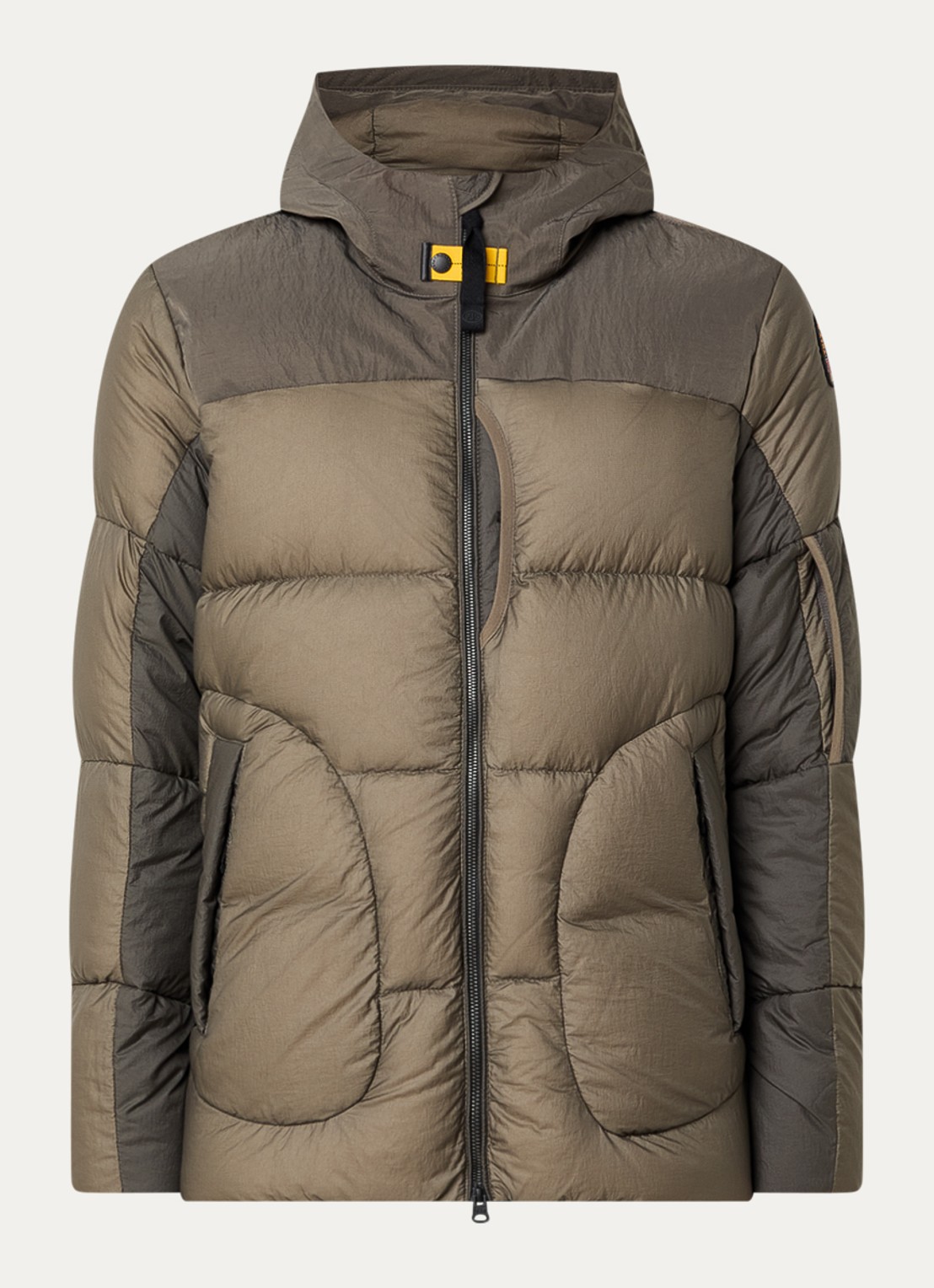 Parajumpers Sento puffer jack met capuchon - voorkant 2 olijfgroen