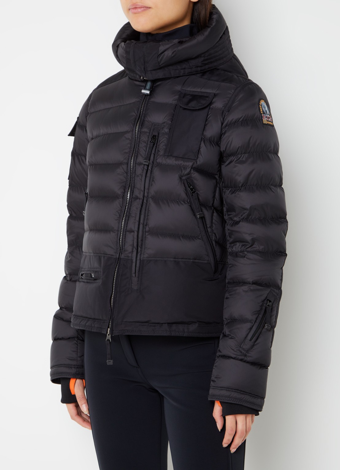 Parajumpers Skimaster gewatteerd jack met donsvulling en capuchon - detail zwart