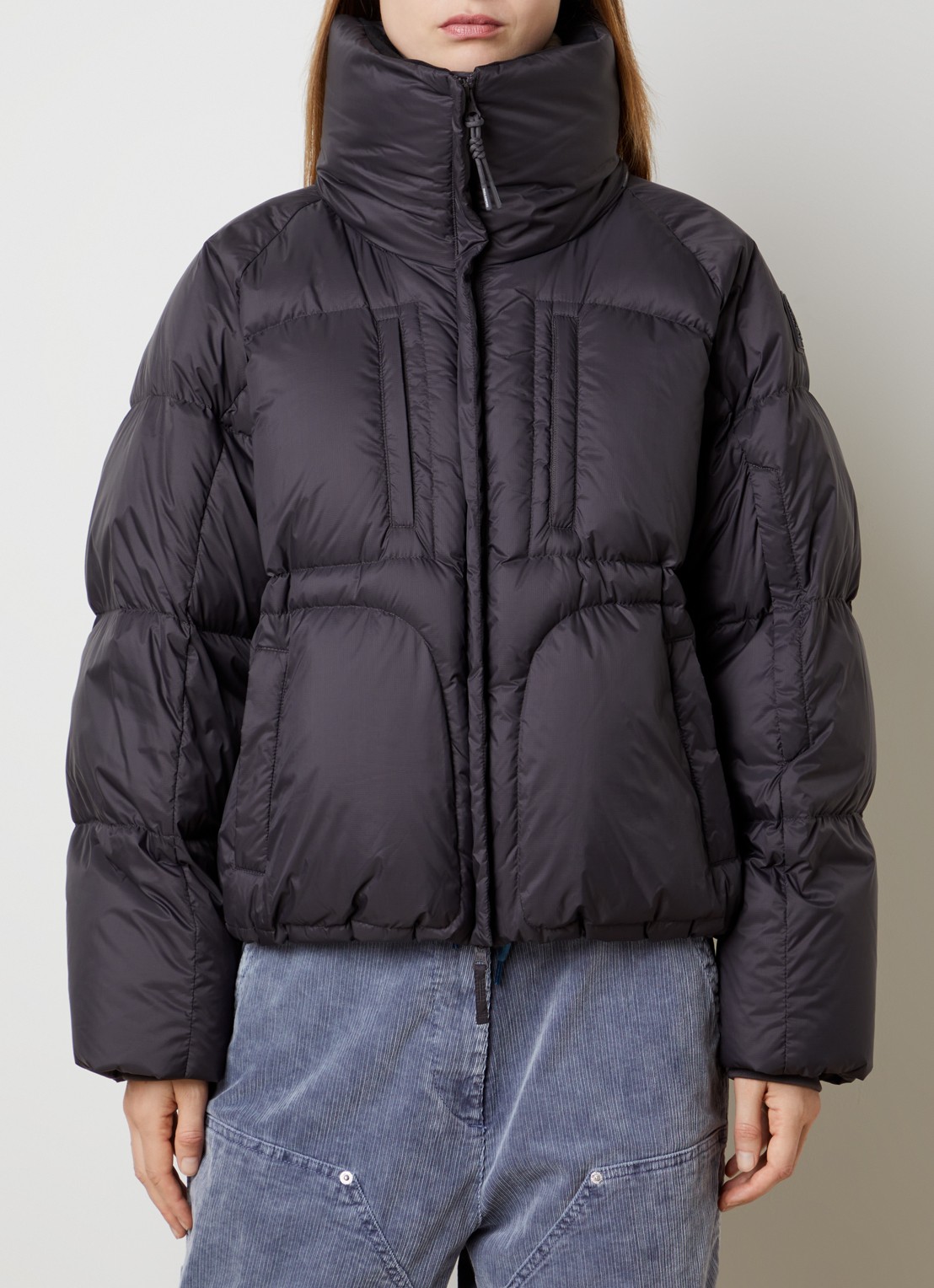 Parajumpers Toulala puffer jack met opstaande kraag en donsvulling - detail antraciet