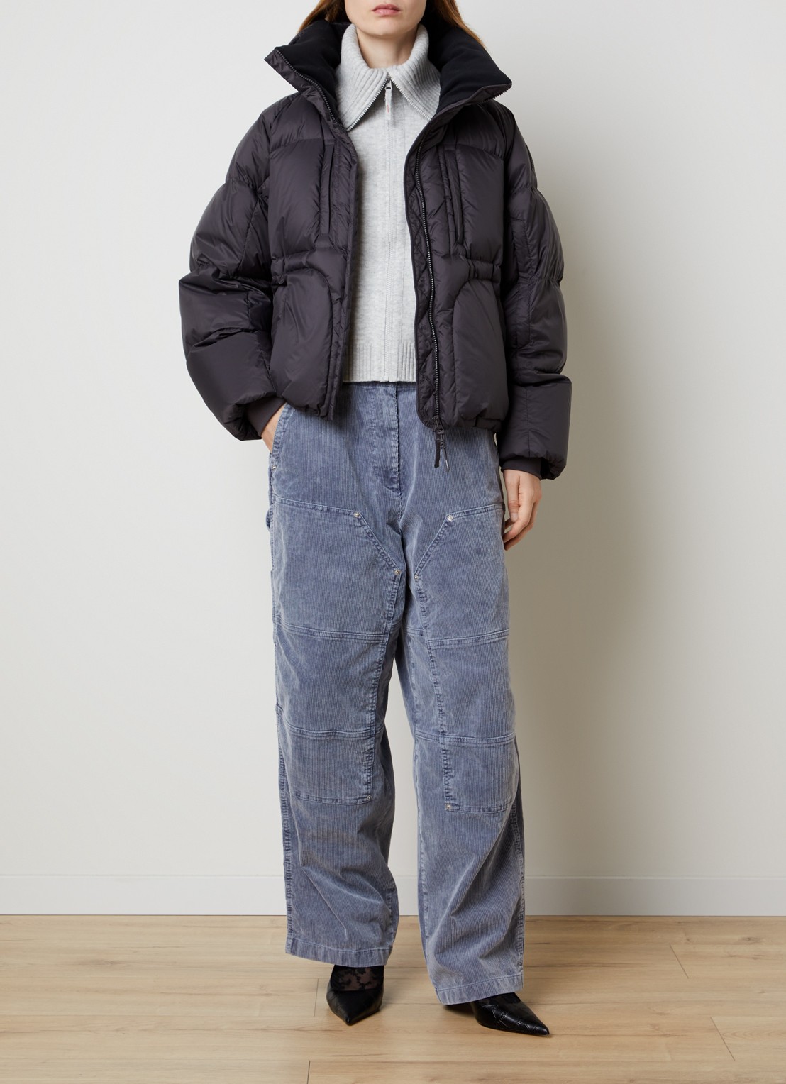 Parajumpers Toulala puffer jack met opstaande kraag en donsvulling - voorkant 6 antraciet