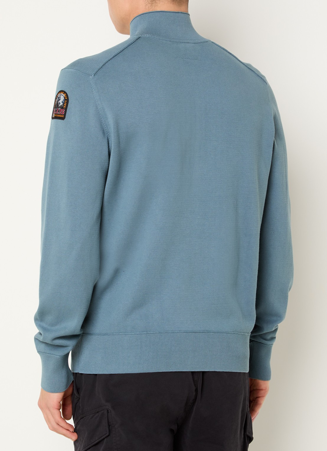 Parajumpers Trui met logo en halve rits - achterkant staalblauw