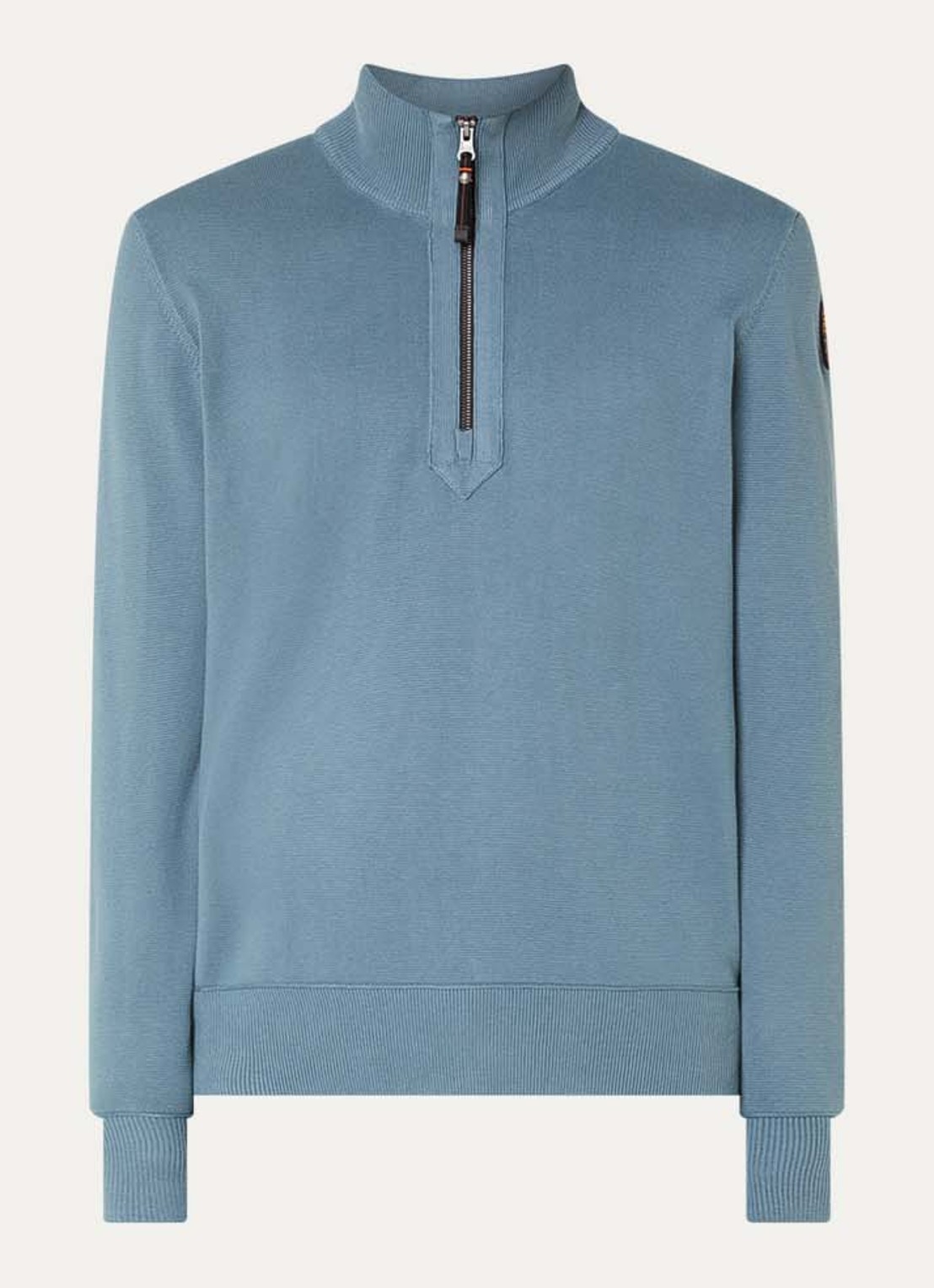 Parajumpers Trui met logo en halve rits - voorkant 3 staalblauw