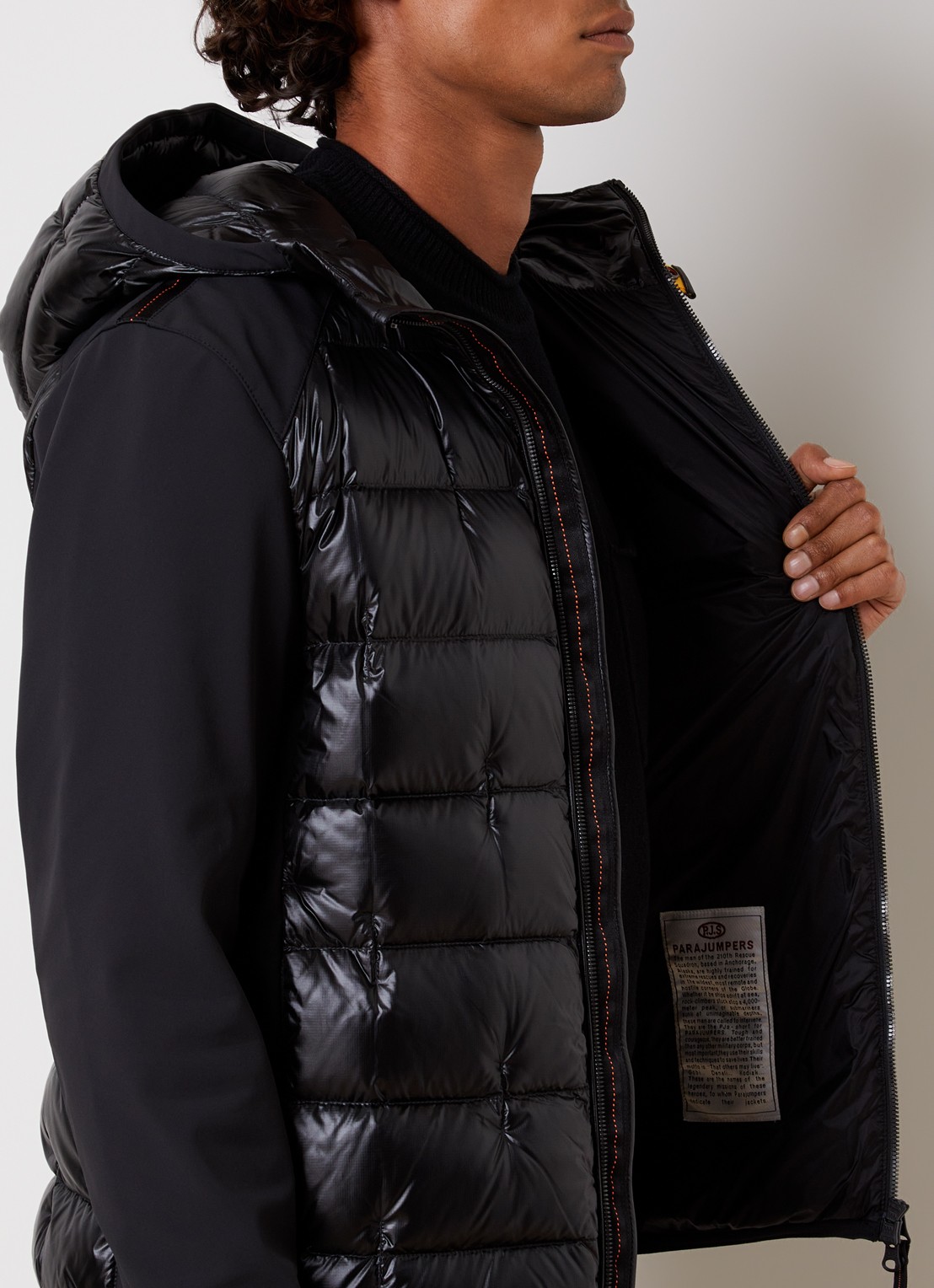 Parajumpers Vigolo Hybrid gewatteerd jack met donsvulling - detail 2 zwart