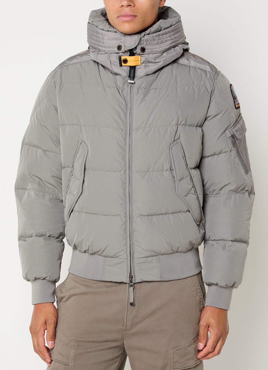 Parajumpers Wilmont puffer jack met capuchon en logoborduring - detail 4 grijs