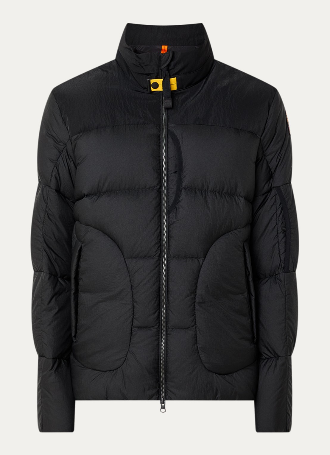 Parajumpers Yari puffer jack met logo - voorkant zwart