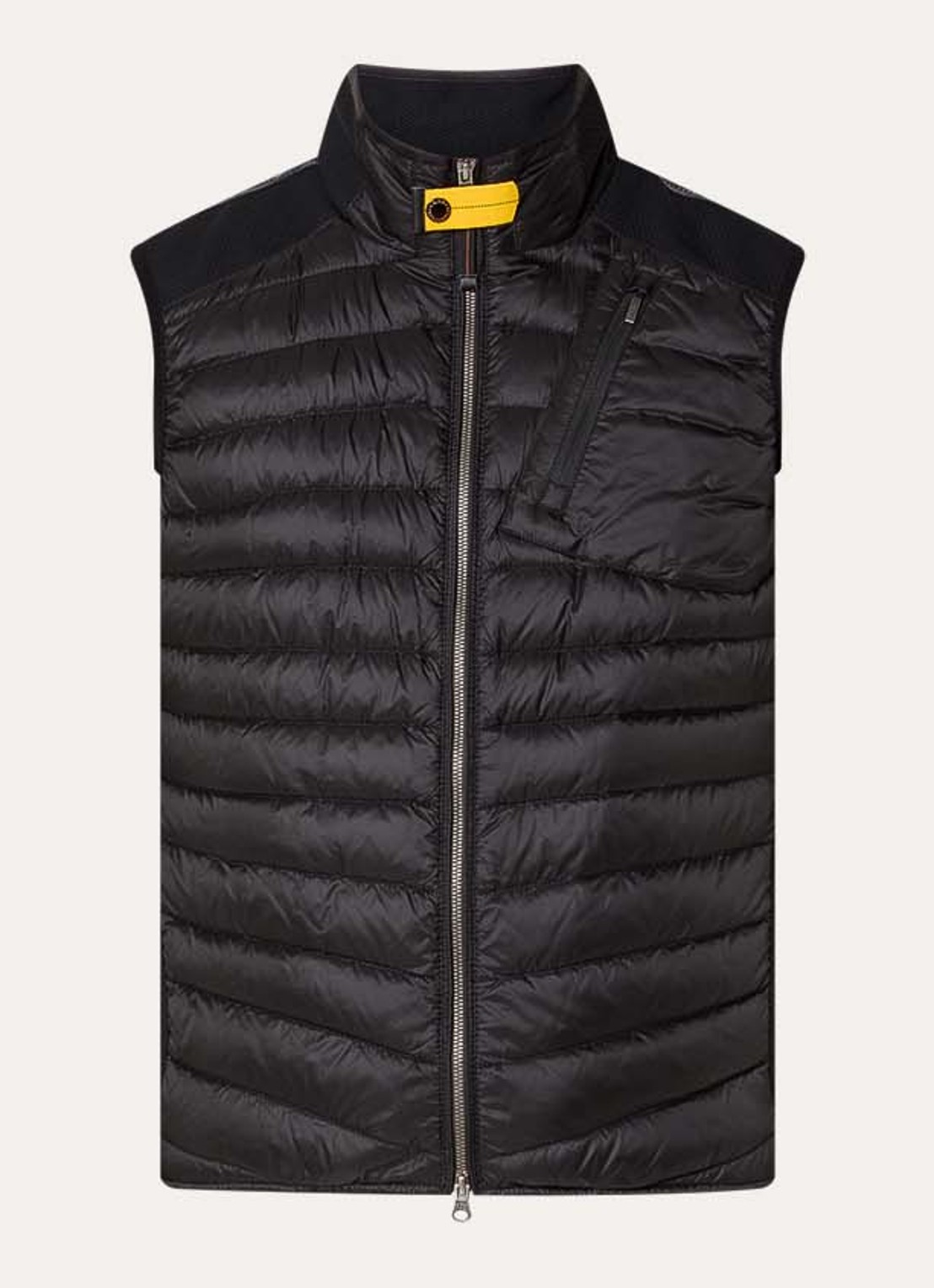 Parajumpers Zavier gewatteerde bodywarmer met donsvulling en borstzak - voorkant 2 zwart