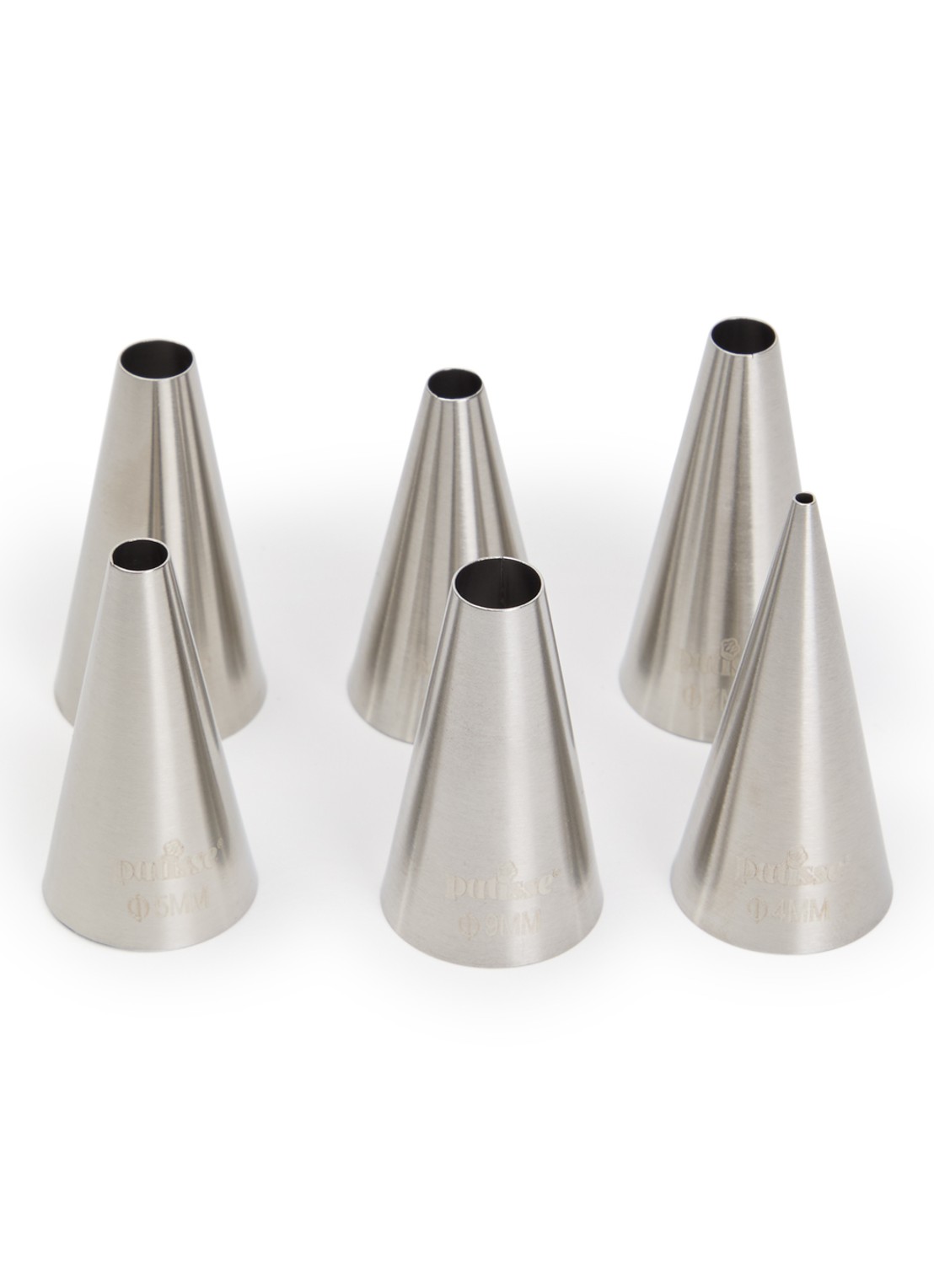 Patisse Accessories ronde spuitmondjes set van 6 - voorkant zilver