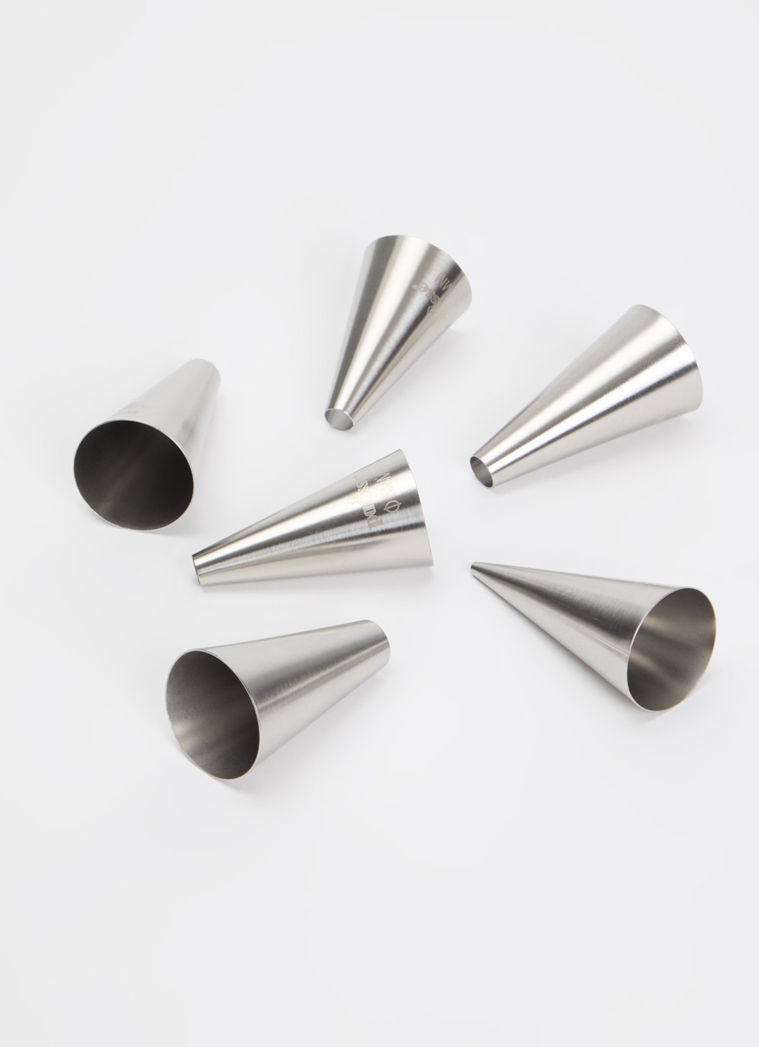 Patisse Accessories ronde spuitmondjes set van 6 - voorkant 2 zilver