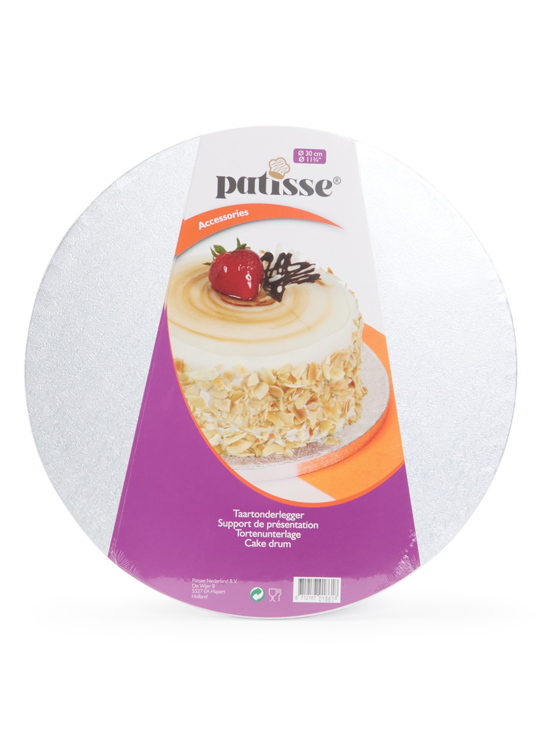 Patisse Accessories taartonderlegger 30 cm - voorkant zilver