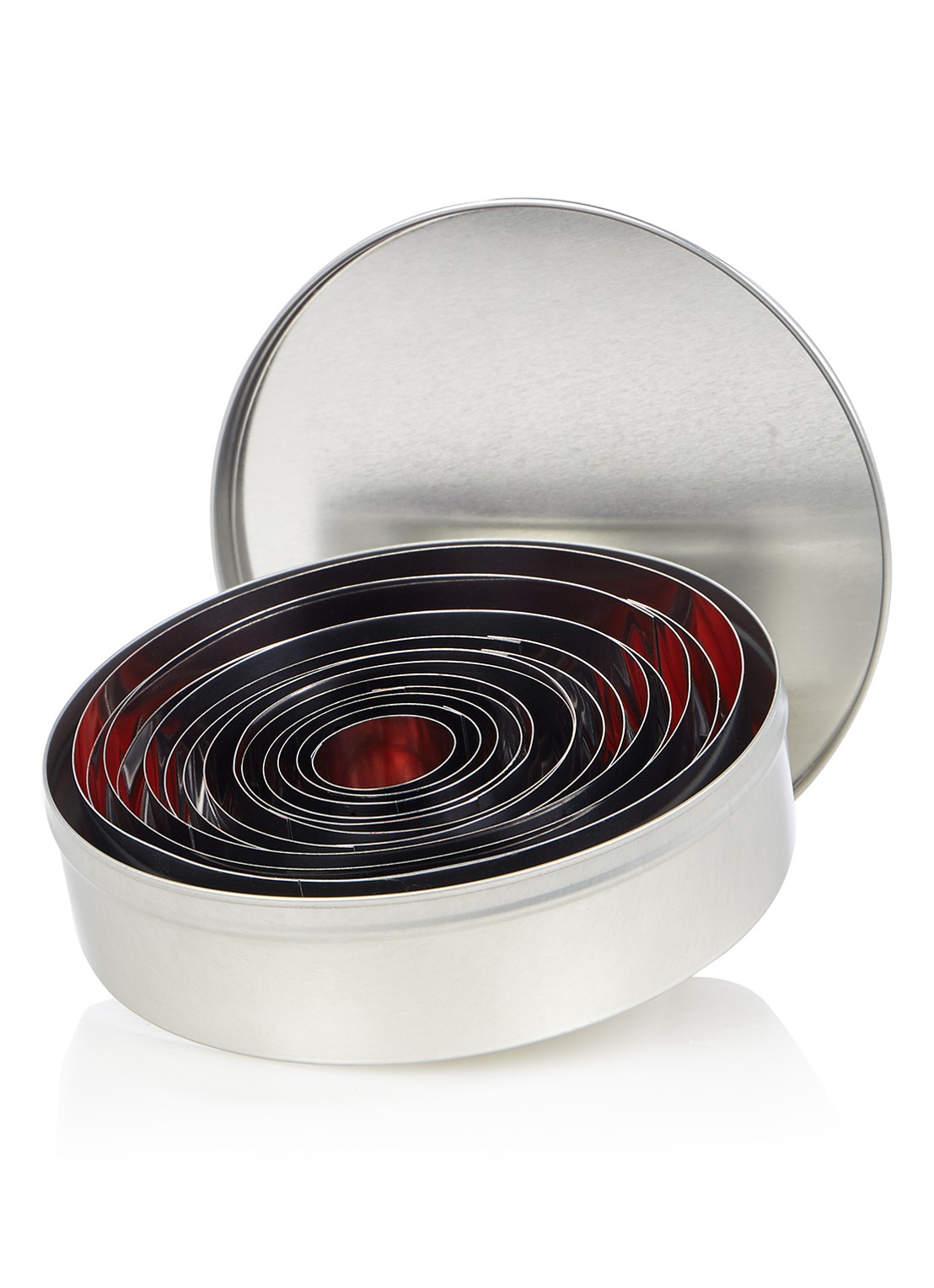 Patisse Uitsteekvorm cirkel set van 14 - voorkant zilver