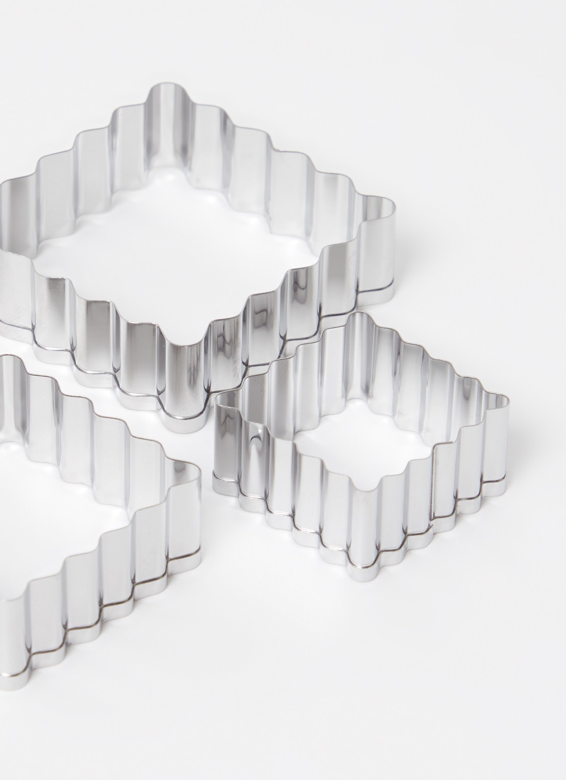 Patisse Uitsteekvorm vierkant met ribbels set van 3 - detail 2 zilver