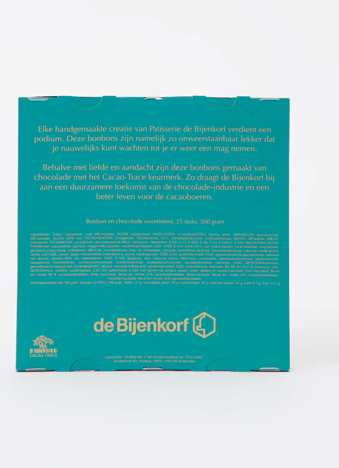 Patisserie de Bijenkorf Adventskalender met chocolade bonbons - 25 dagen - achterkant undefined