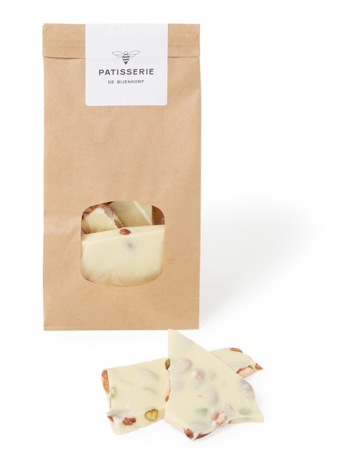 Patisserie de Bijenkorf Breukplaat chocolade met pistache 400 gram  - voorkant undefined