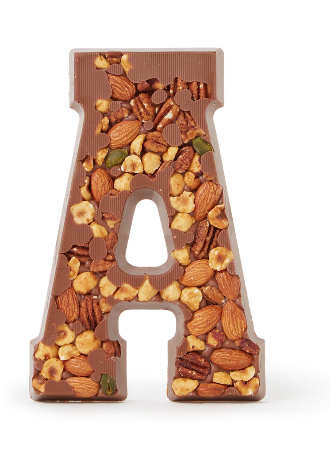 Patisserie de Bijenkorf Chocoladeletter Melk met noten 185 gram - A t/m Z - voorkant a