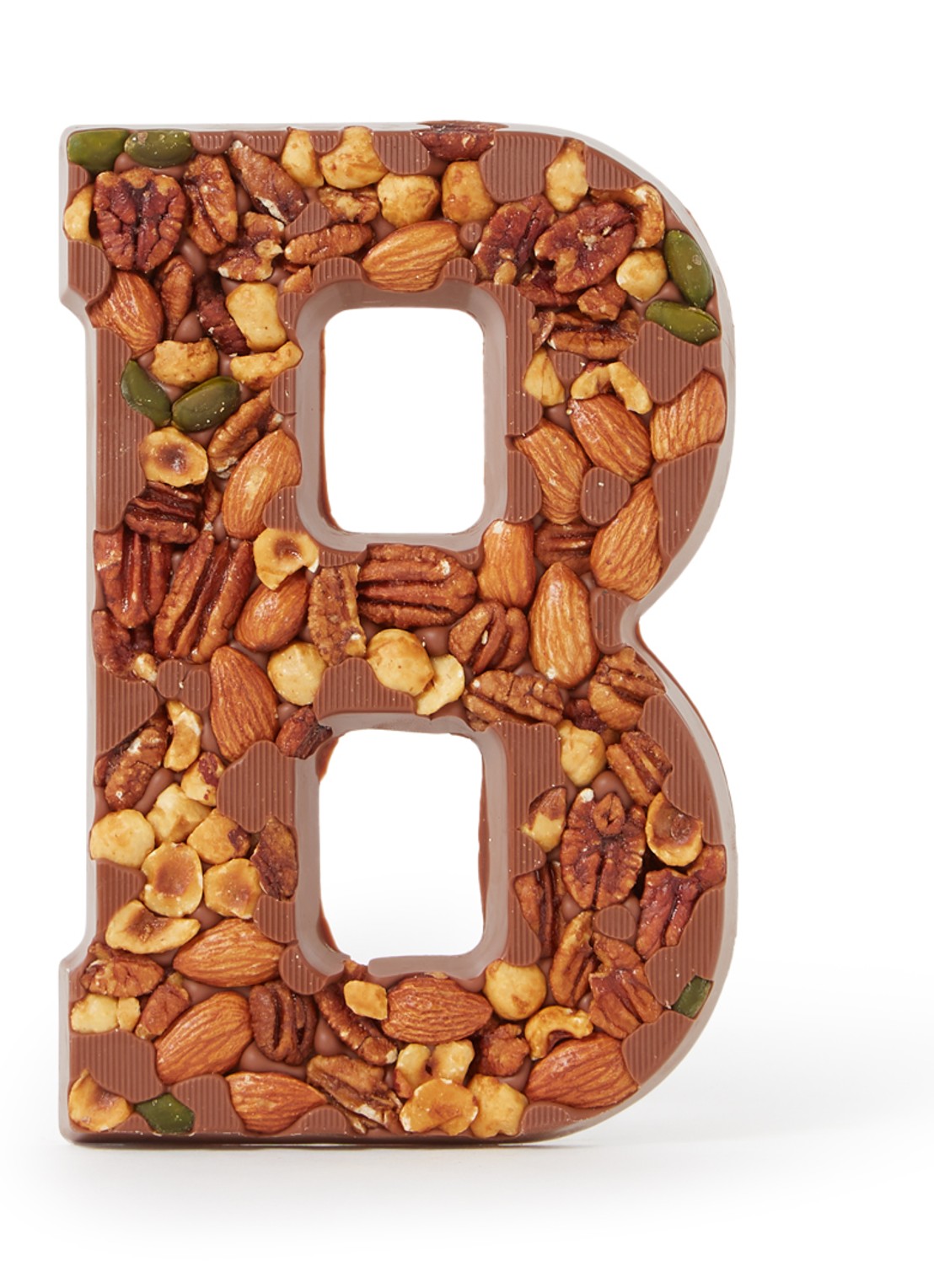 Patisserie de Bijenkorf Chocoladeletter Melk met noten 185 gram - A t/m Z - voorkant b
