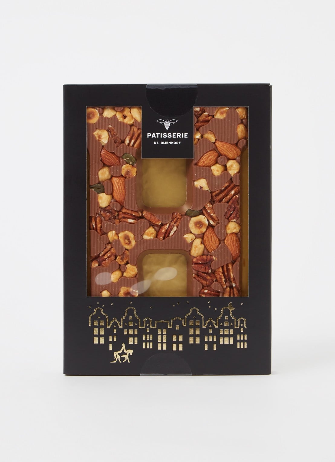 Patisserie de Bijenkorf Chocoladeletter Melk met noten 185 gram - A t/m Z - voorkant 2 h