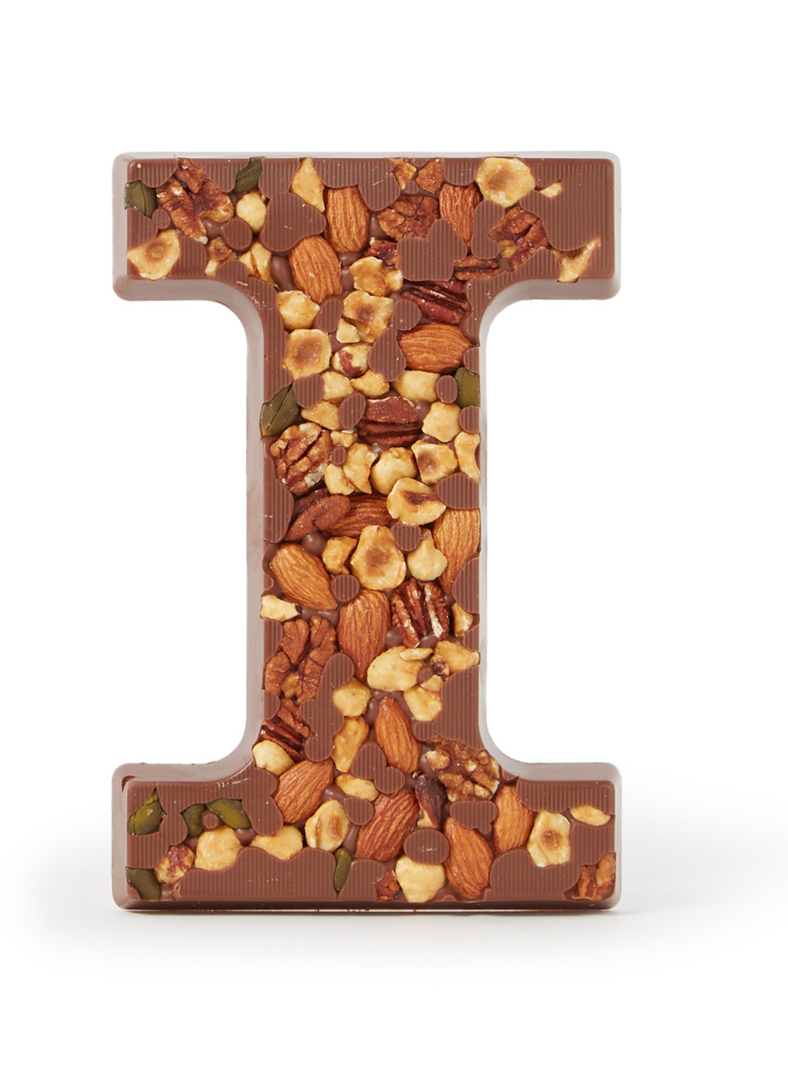 Patisserie de Bijenkorf Chocoladeletter Melk met noten 185 gram - A t/m Z - voorkant i
