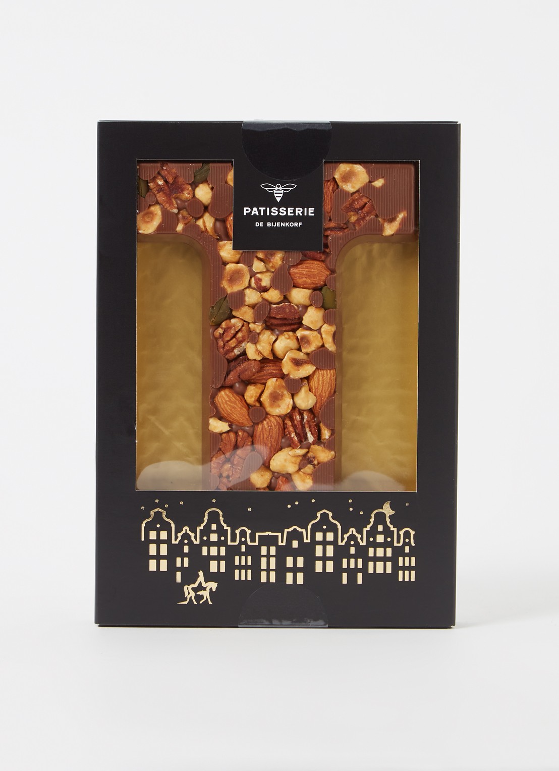 Patisserie de Bijenkorf Chocoladeletter Melk met noten 185 gram - A t/m Z - voorkant 2 i
