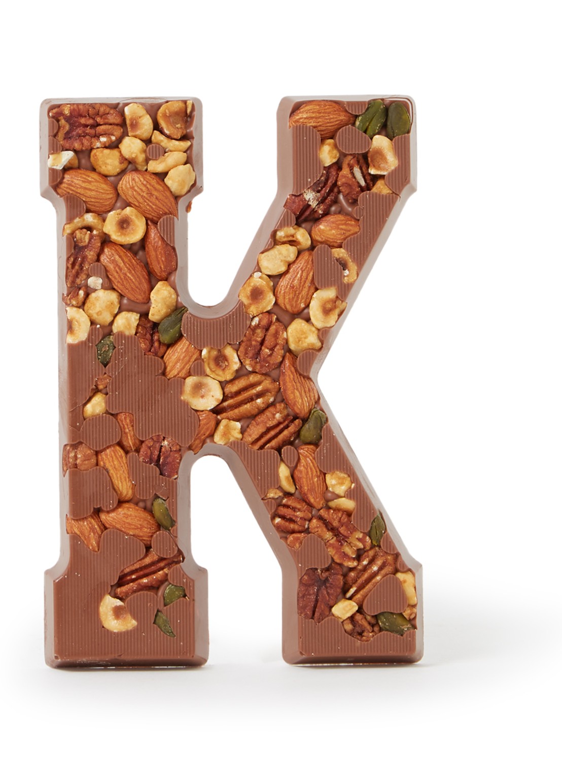 Patisserie de Bijenkorf Chocoladeletter Melk met noten 185 gram - A t/m Z - voorkant k