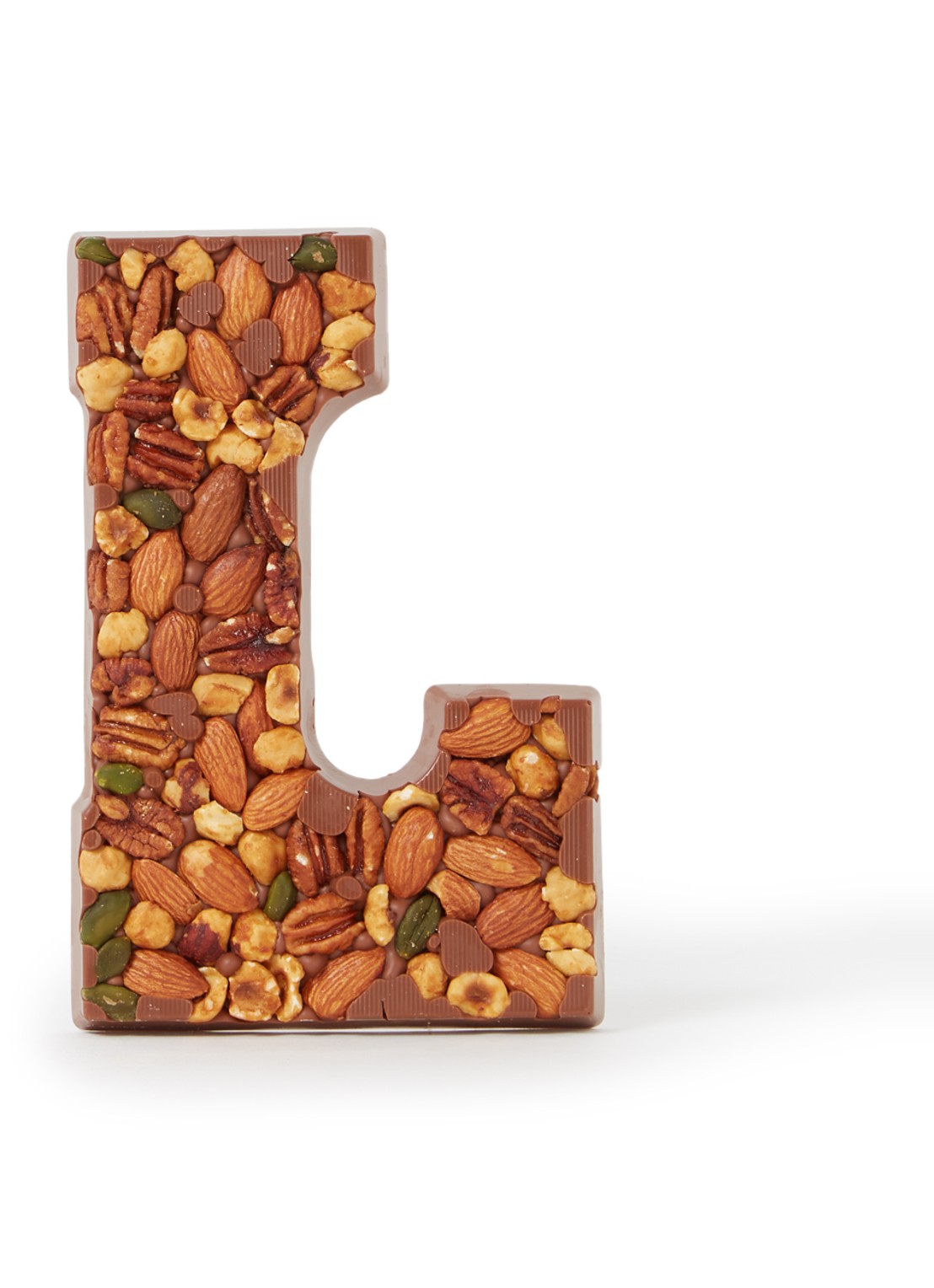 Patisserie de Bijenkorf Chocoladeletter Melk met noten 185 gram - A t/m Z - voorkant l