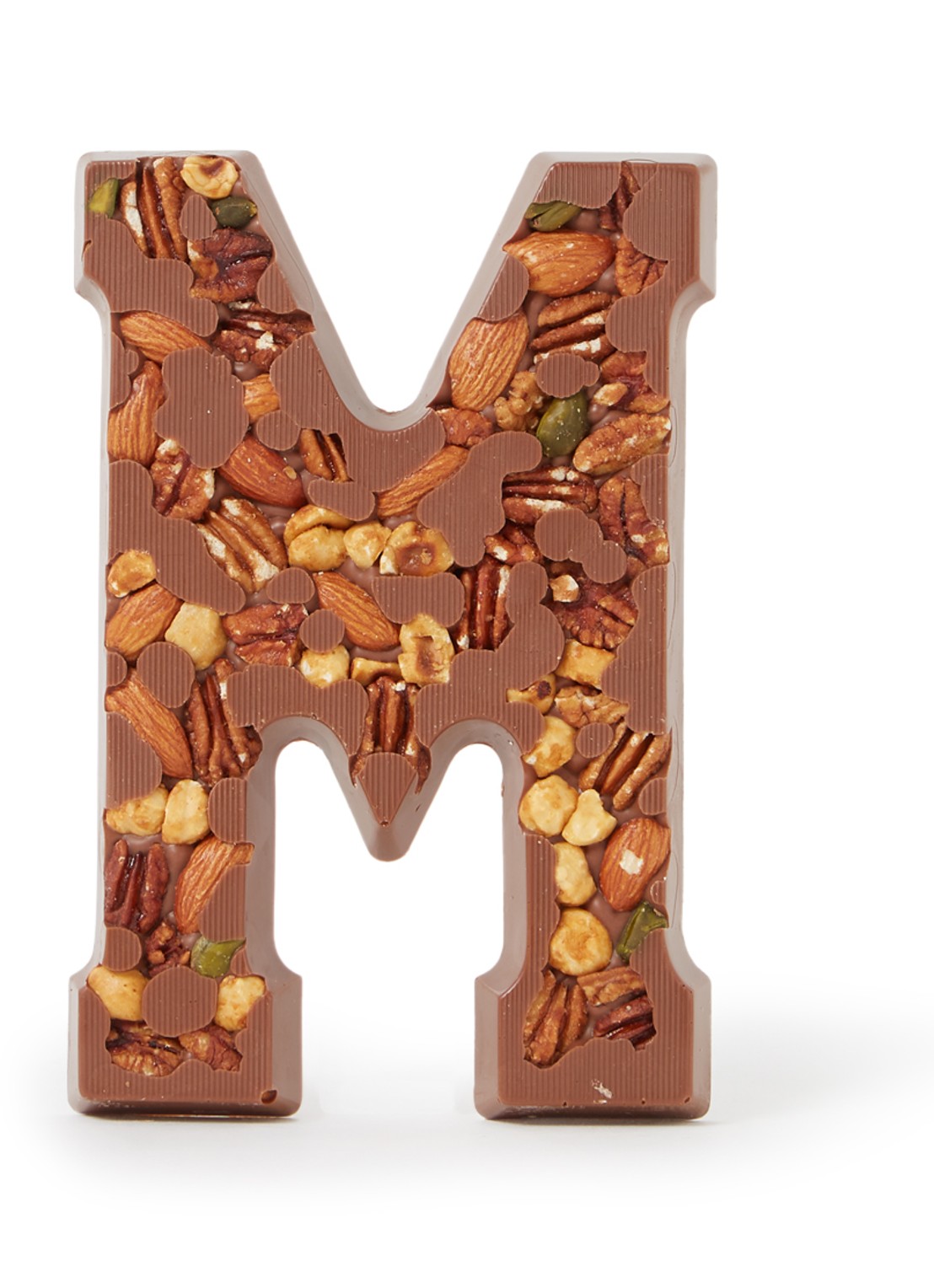 Patisserie de Bijenkorf Chocoladeletter Melk met noten 185 gram - A t/m Z - voorkant m