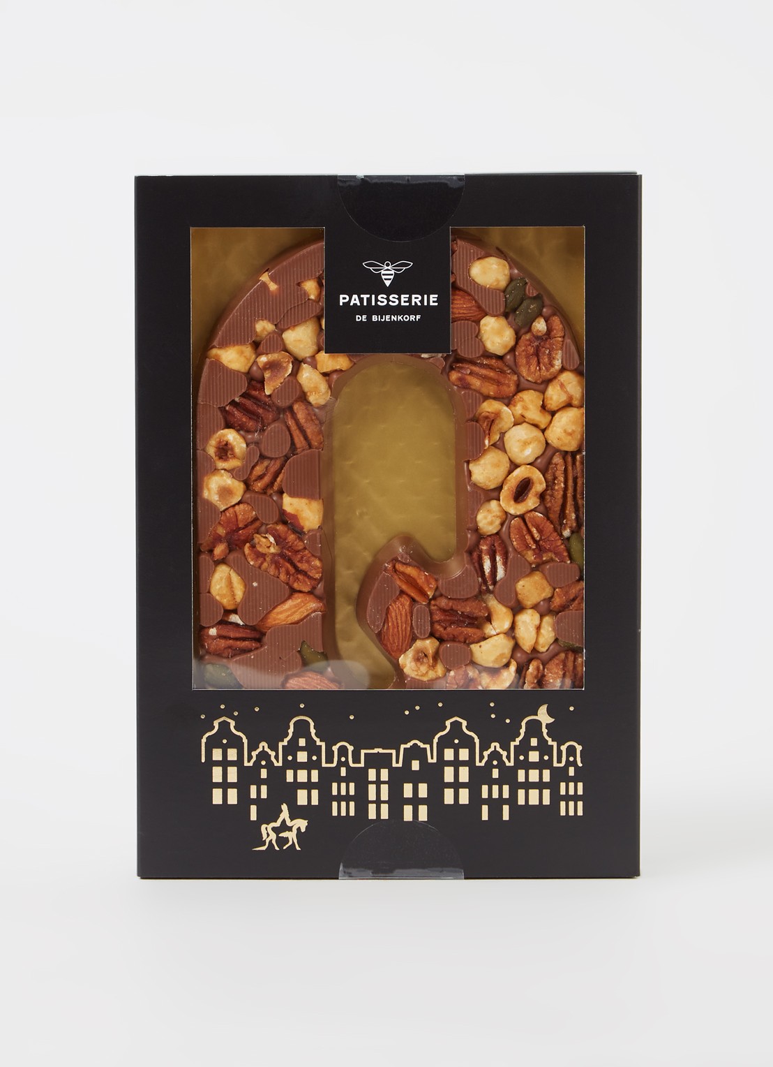 Patisserie de Bijenkorf Chocoladeletter Melk met noten 185 gram - A t/m Z - voorkant 2 q