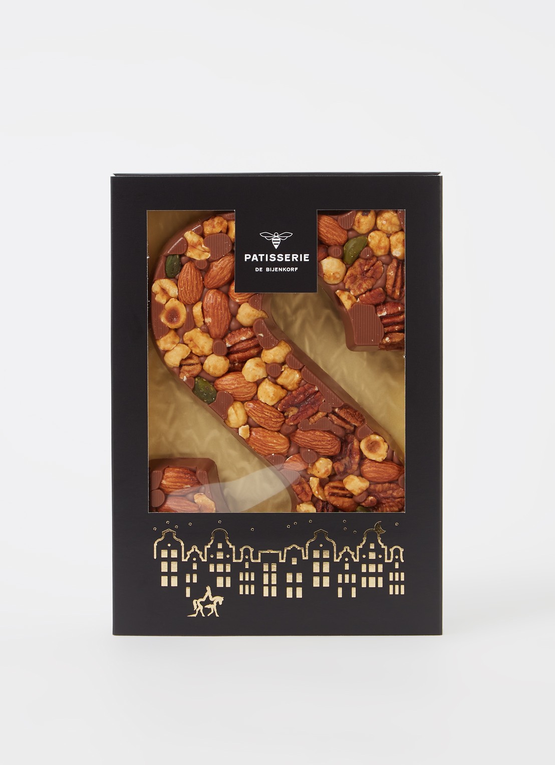 Patisserie de Bijenkorf Chocoladeletter Melk met noten 185 gram - A t/m Z - voorkant 2 s