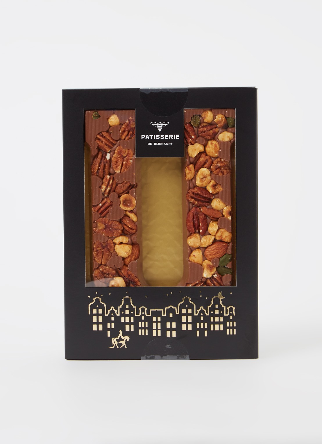 Patisserie de Bijenkorf Chocoladeletter Melk met noten 185 gram - A t/m Z - voorkant 2 u