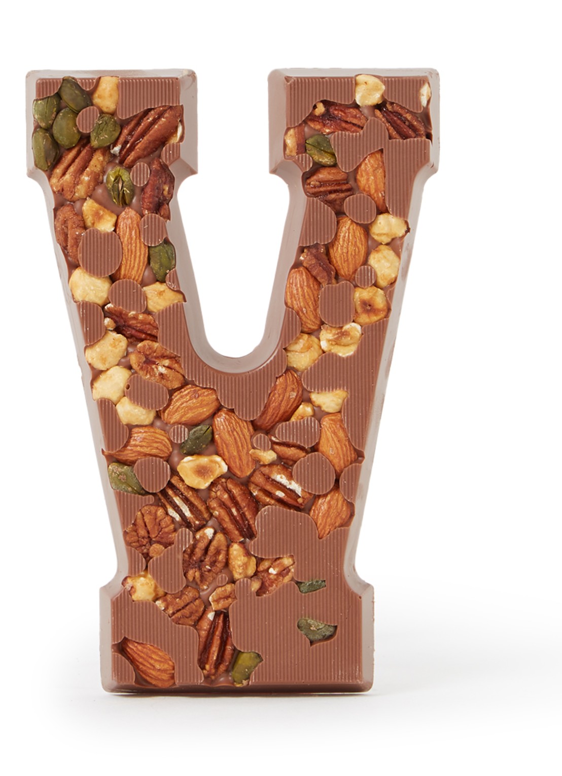 Patisserie de Bijenkorf Chocoladeletter Melk met noten 185 gram - A t/m Z - voorkant v