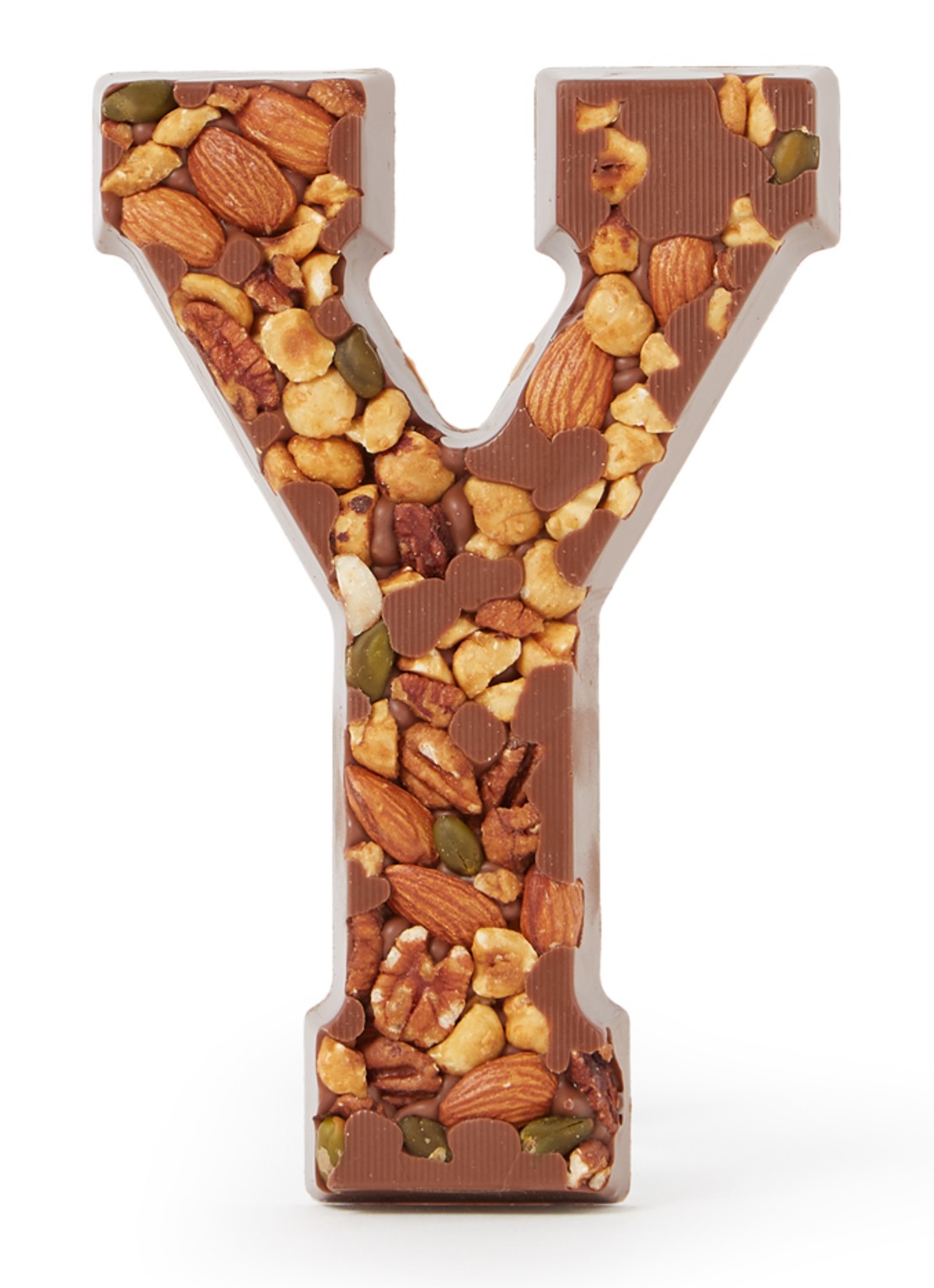 Patisserie de Bijenkorf Chocoladeletter Melk met noten 185 gram - A t/m Z - voorkant y