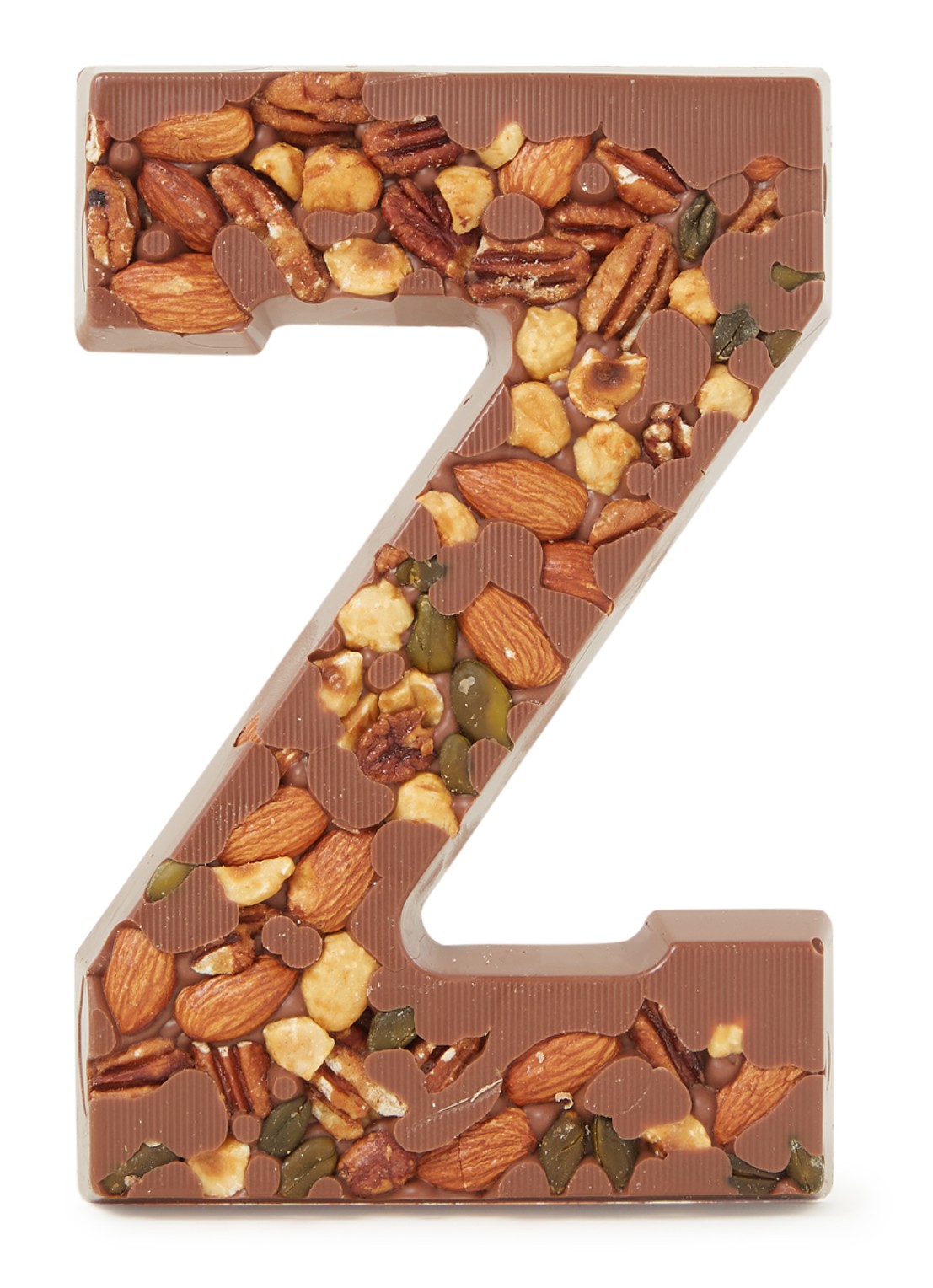 Patisserie de Bijenkorf Chocoladeletter Melk met noten 185 gram - A t/m Z - voorkant z