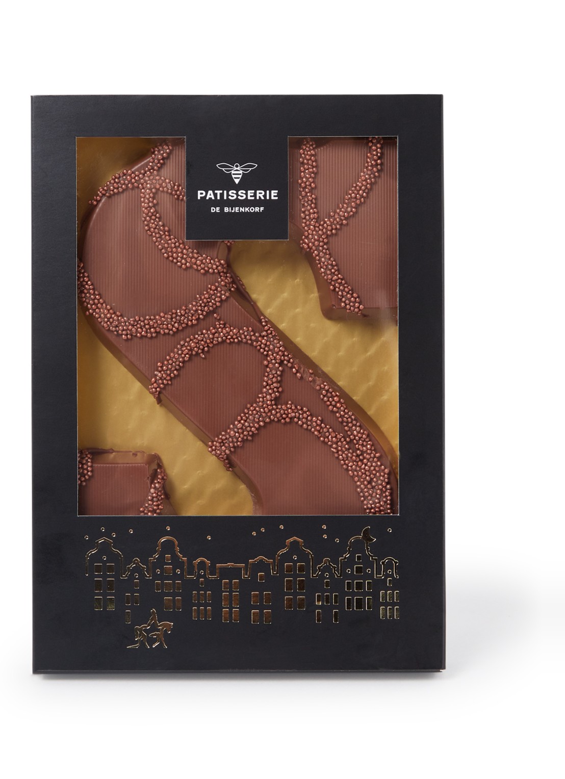 Patisserie de Bijenkorf Chocoladeletter S Melk met crème brûlée vulling 210 gram - Limited Edition - voorkant undefined