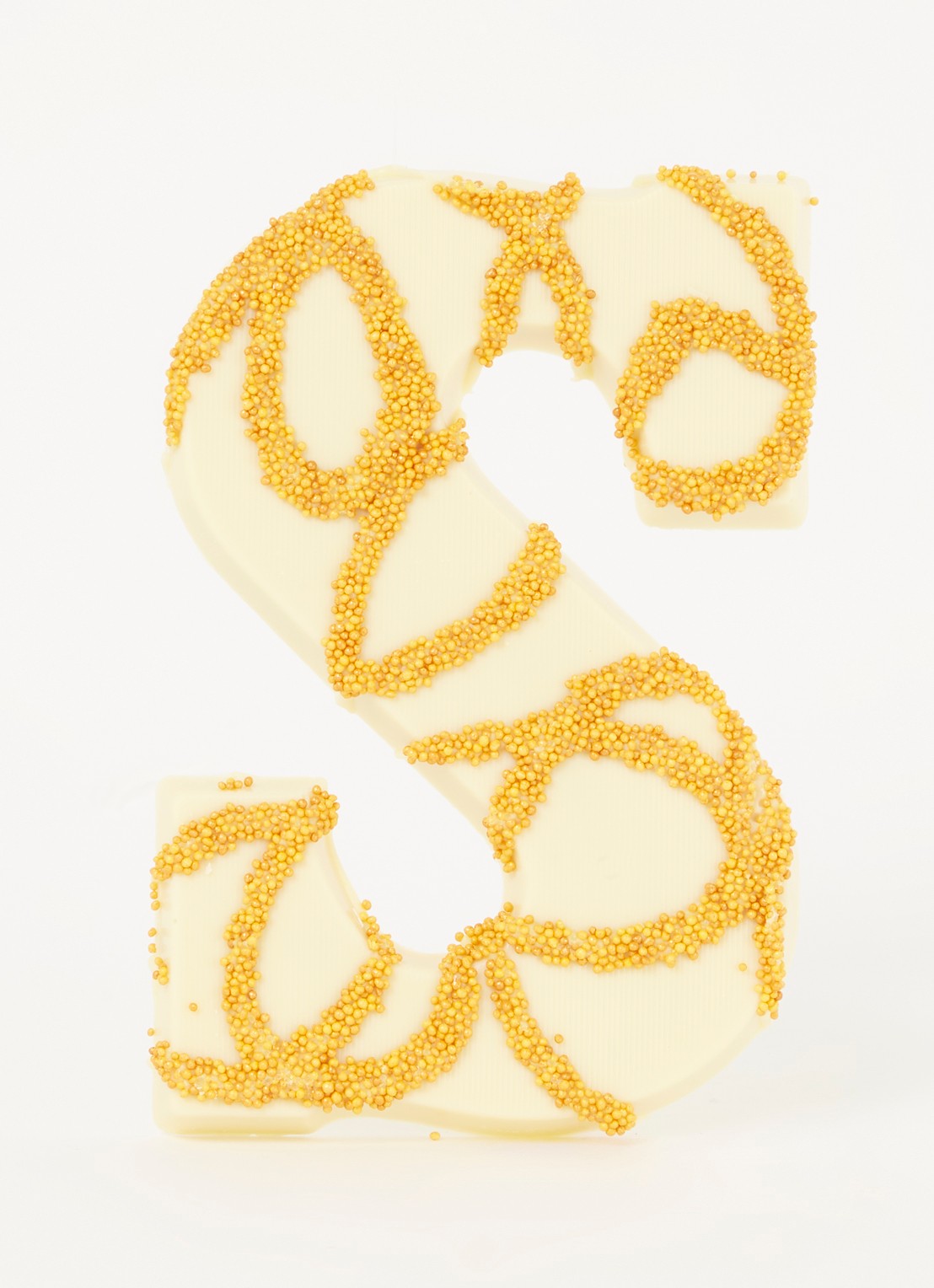 Patisserie de Bijenkorf Chocoladeletter S Wit met champagnevulling 210 gram -  Limited Edition - voorkant 2 undefined