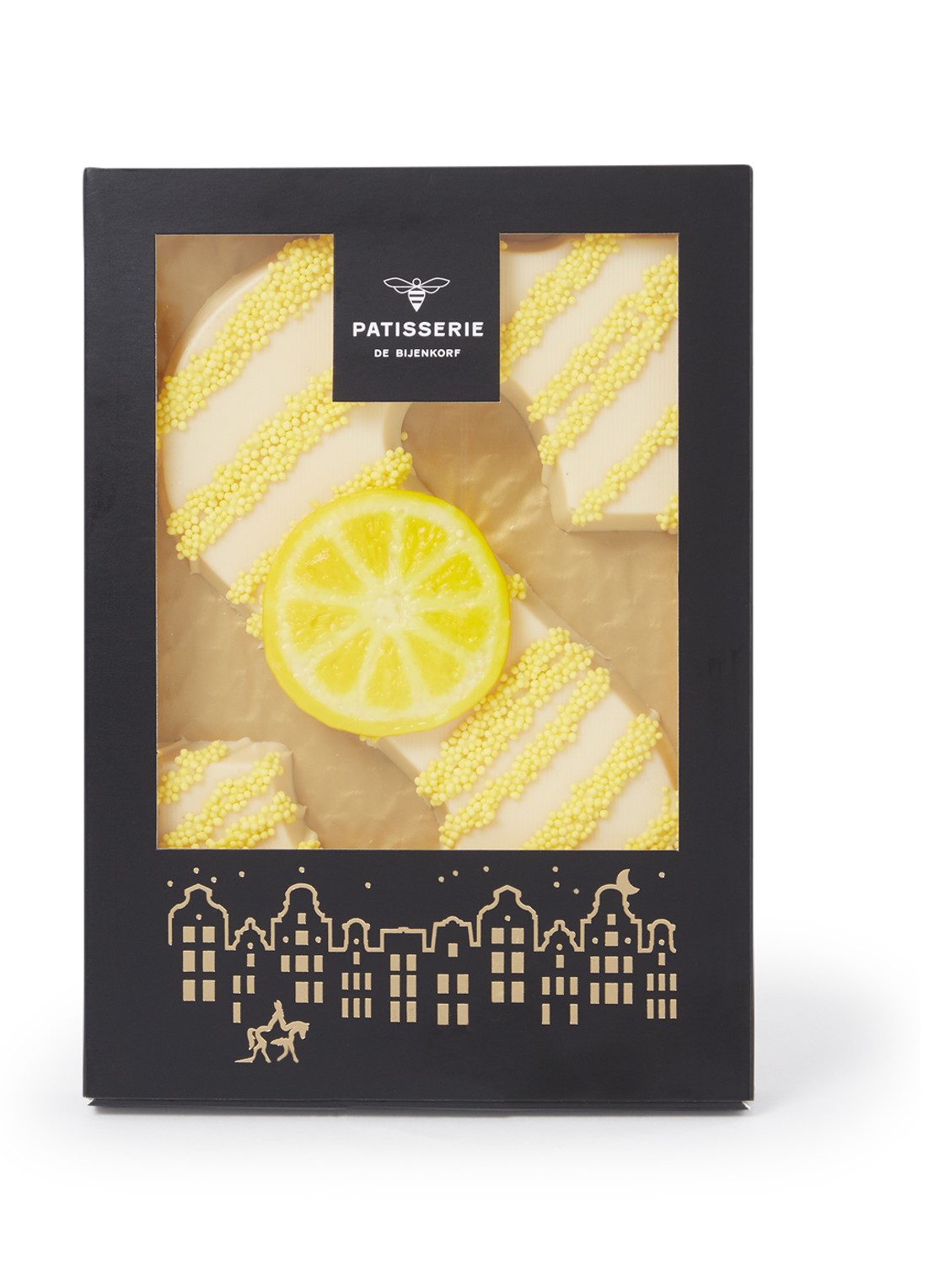 Patisserie de Bijenkorf Chocoladeletter S Wit met citroenvulling 210 gram - Limited Edition - voorkant undefined