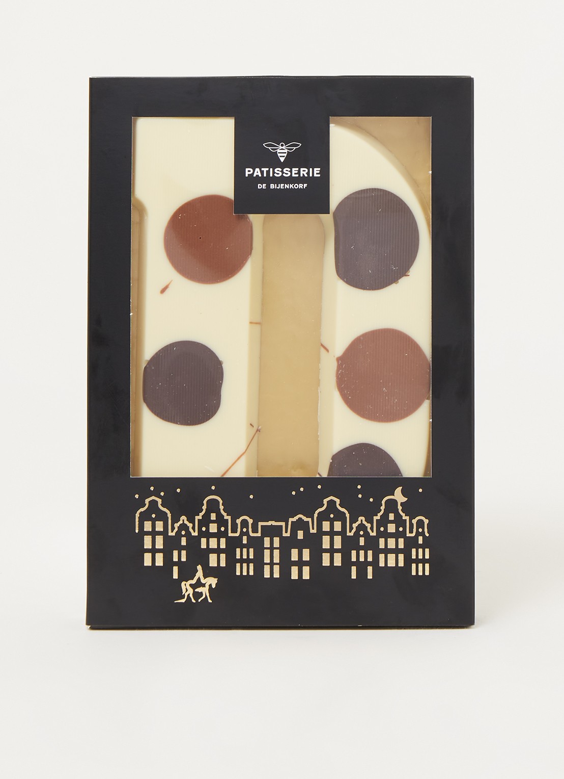 Patisserie de Bijenkorf Chocoladeletter Wit gevlekt 190 gram - A t/m Z - voorkant 2 d