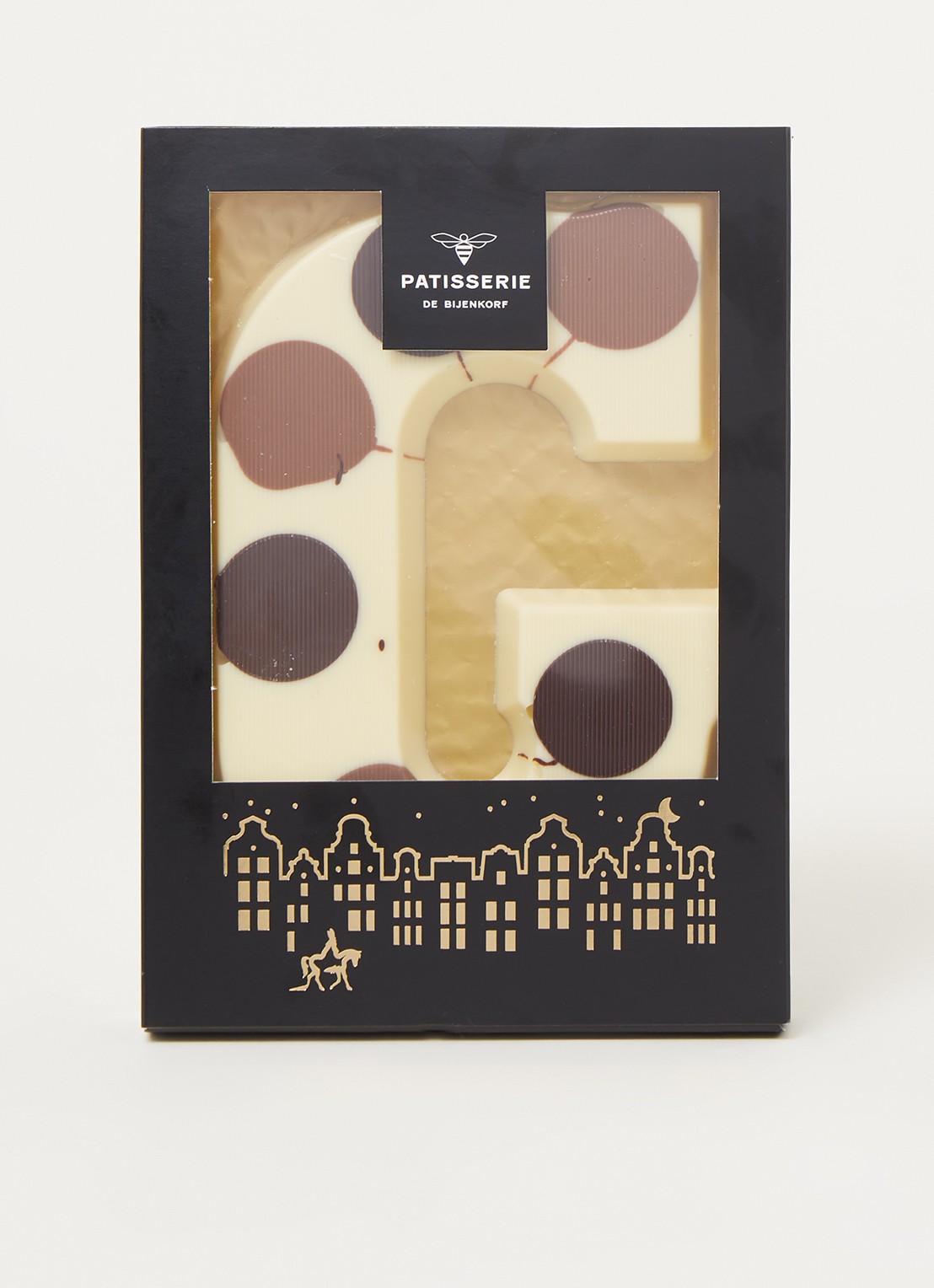 Patisserie de Bijenkorf Chocoladeletter Wit gevlekt 190 gram - A t/m Z - voorkant 2 g