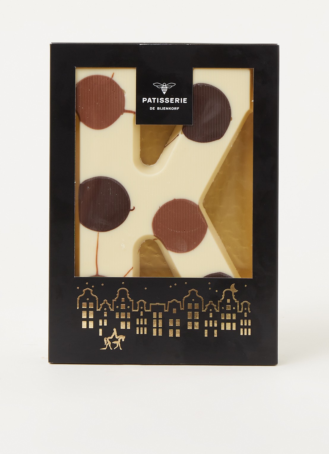 Patisserie de Bijenkorf Chocoladeletter Wit gevlekt 190 gram - A t/m Z - voorkant 2 k