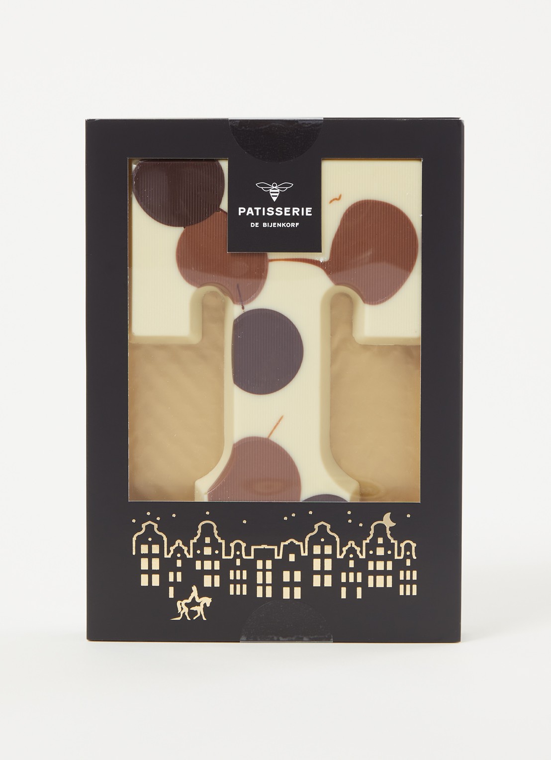 Patisserie de Bijenkorf Chocoladeletter Wit gevlekt 190 gram - A t/m Z - voorkant 2 t