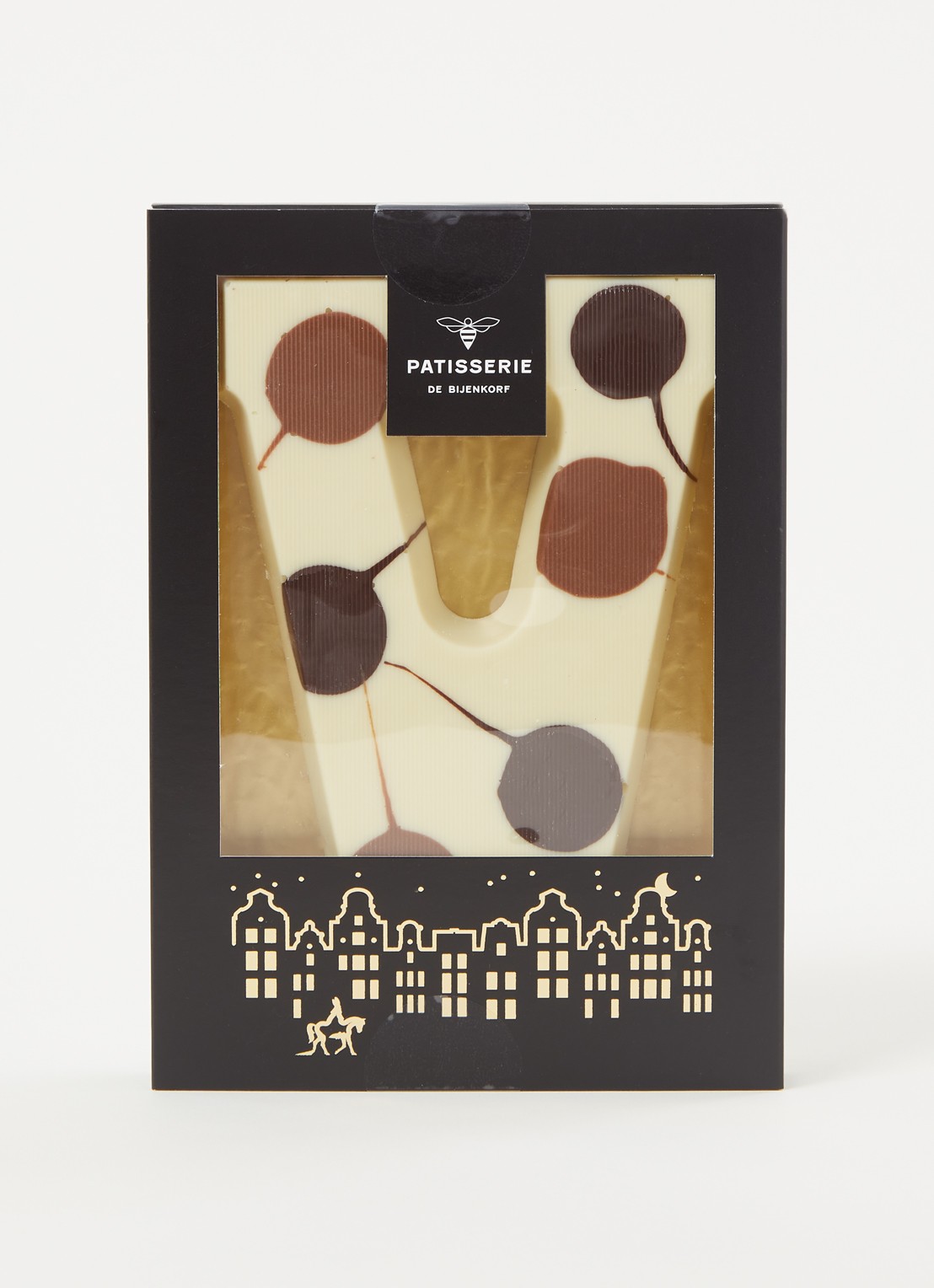 Patisserie de Bijenkorf Chocoladeletter Wit gevlekt 190 gram - A t/m Z - voorkant 2 v