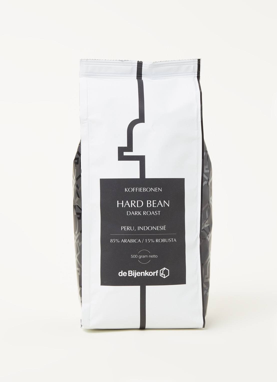 Patisserie de Bijenkorf Hard Bean Dark Roast koffiebonen 500 gram - voorkant 2 zwart