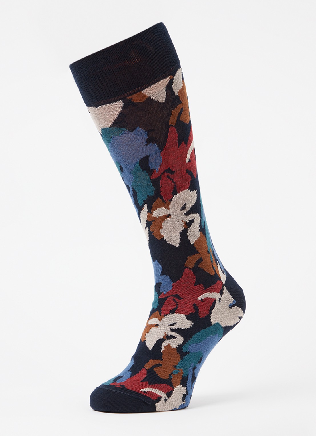Paul Smith Iris sokken met bloemenprint - detail 3 donkerblauw