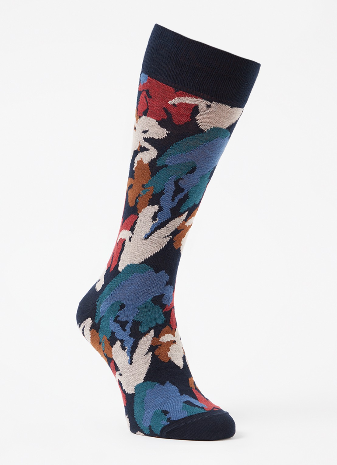 Paul Smith Iris sokken met bloemenprint - voorkant donkerblauw