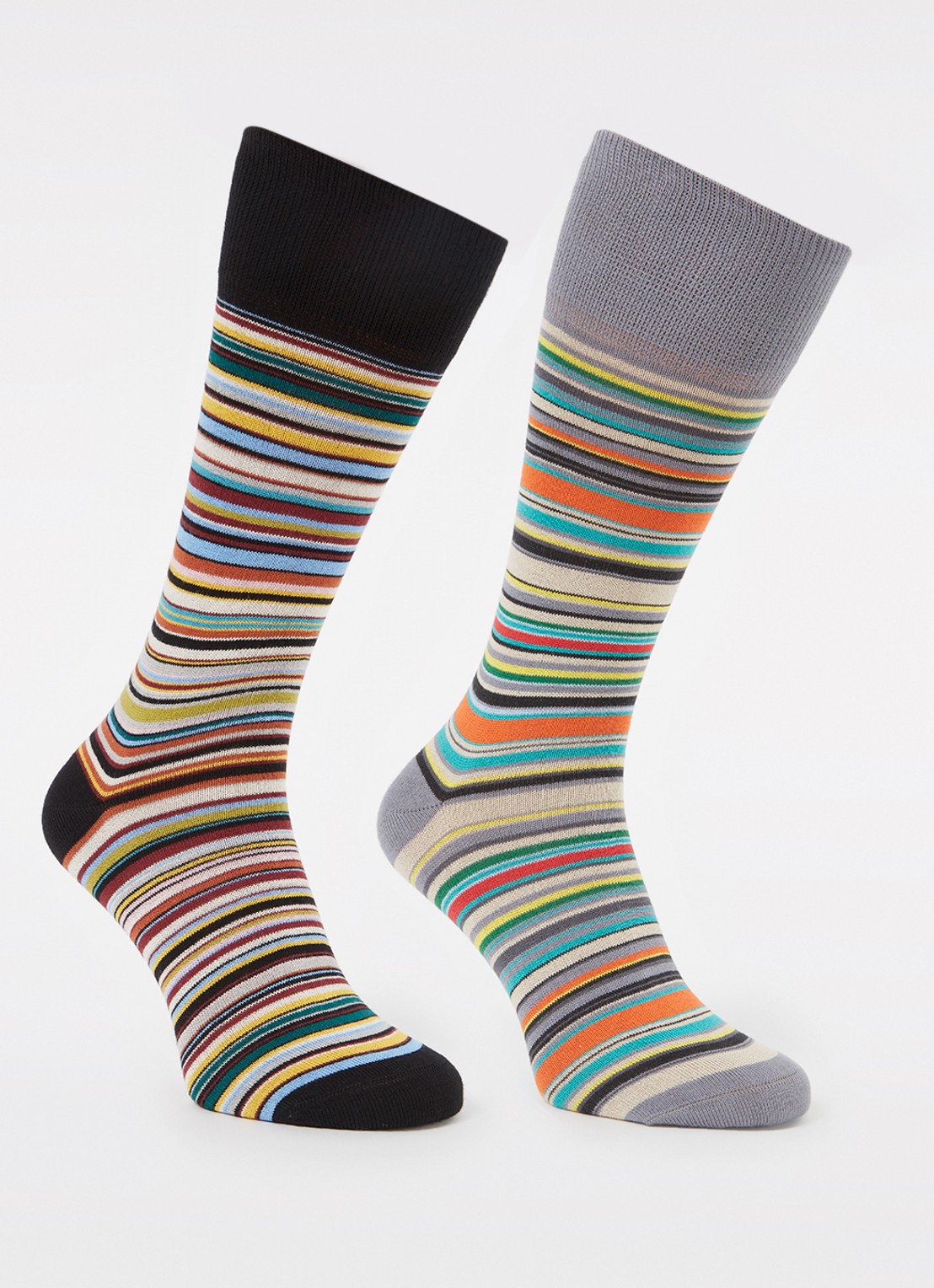 Paul Smith Signature sokken met streepprint in 2-pack - voorkant 2 grijs