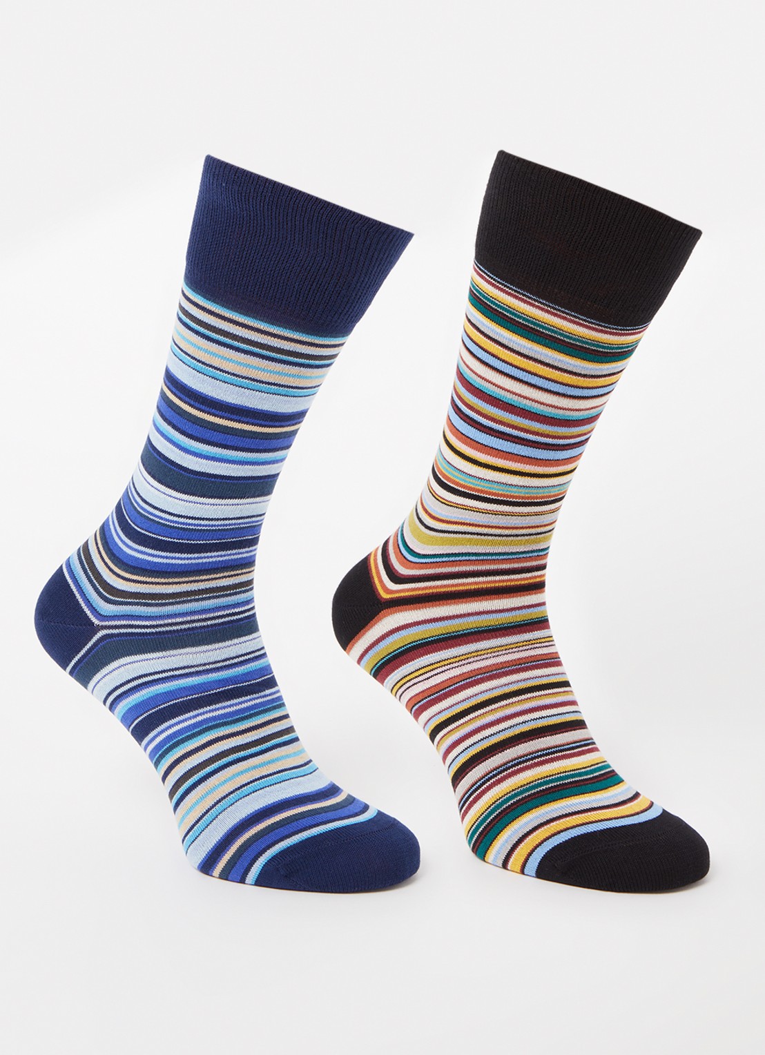 Paul Smith Signature sokken met streepprint in 2-pack - voorkant zwart