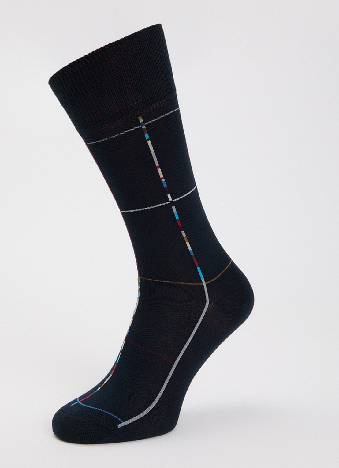 Paul Smith Signature Stripe Check sokken in katoenblend - detail 3 donkerblauw