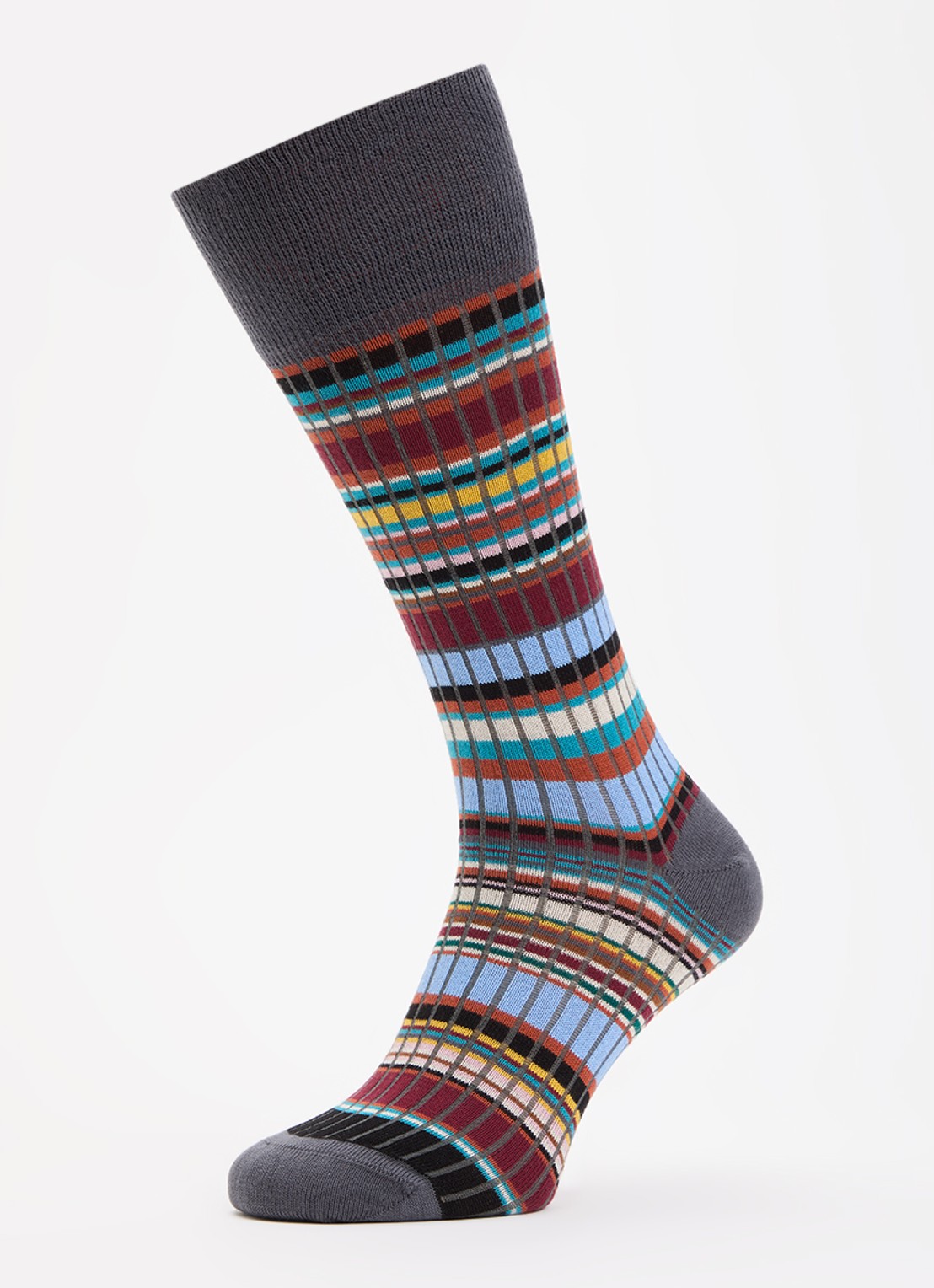 Paul Smith Signature Stripe ribgebreide sokken met streepprint - detail donkergrijs